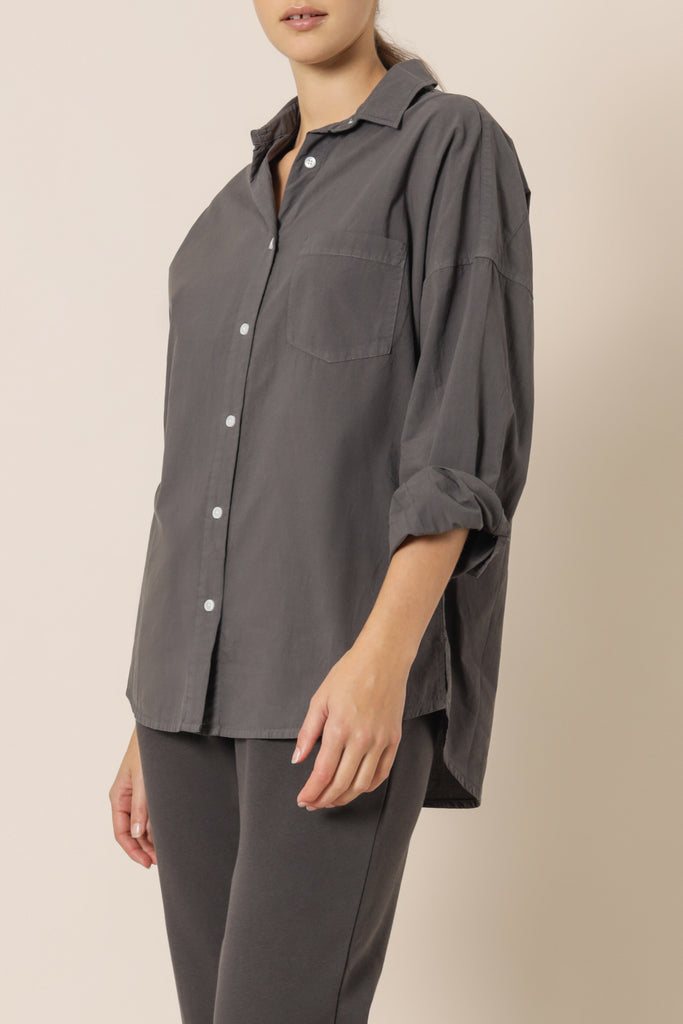 WASHED COTTON SHIRT - Black