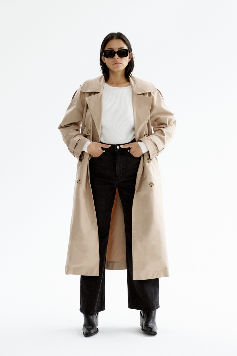 Shop Milo Trench Coat in Tan | Nude Lucy