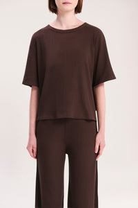 Nude Lucy Lounge Rib Tee In A Brown Cinder Colour