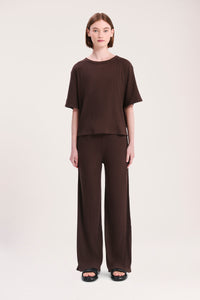 Nude Lucy Lounge Rib Tee In A Brown Cinder Colour