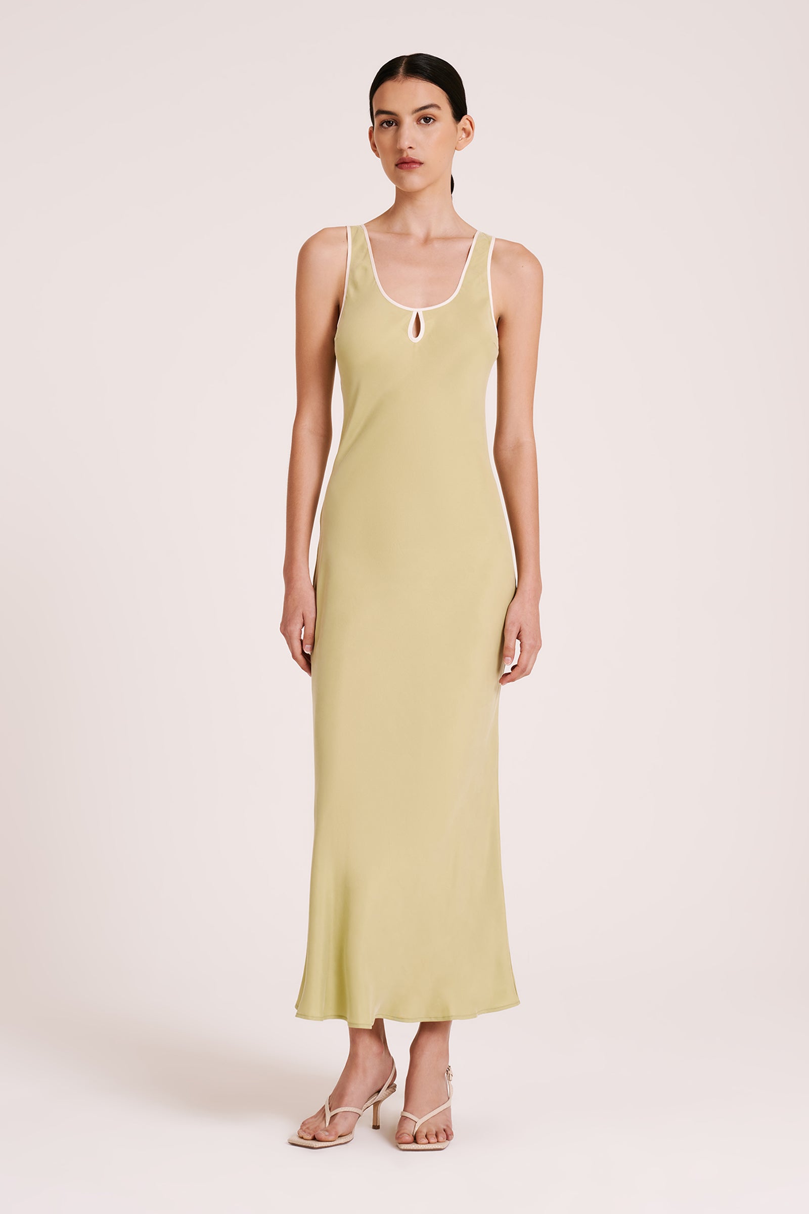 Enni Cupro Slip Dress Lime 