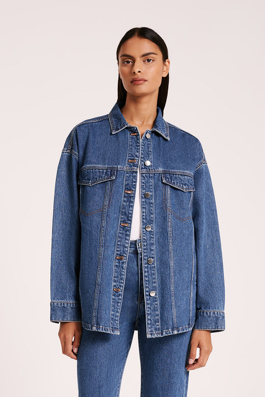 Shop Organic Denim Jacket In Vintage Blue 