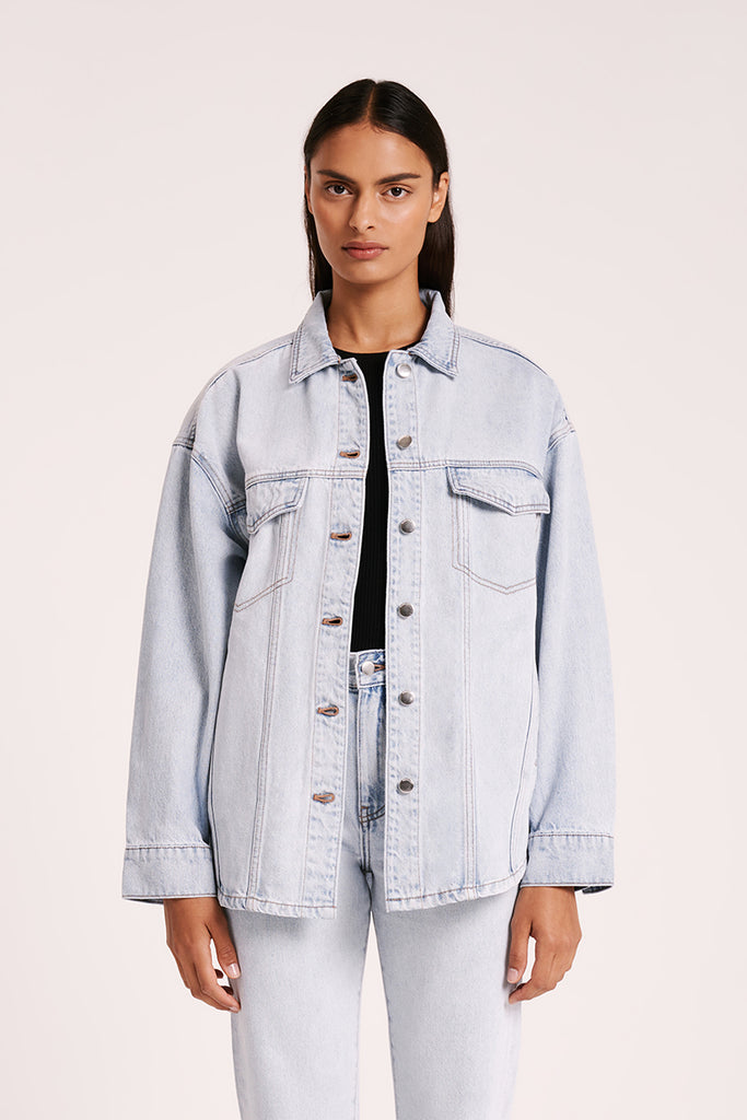 Shop Organic Denim Jacket in Clear blue | Nude Lucy