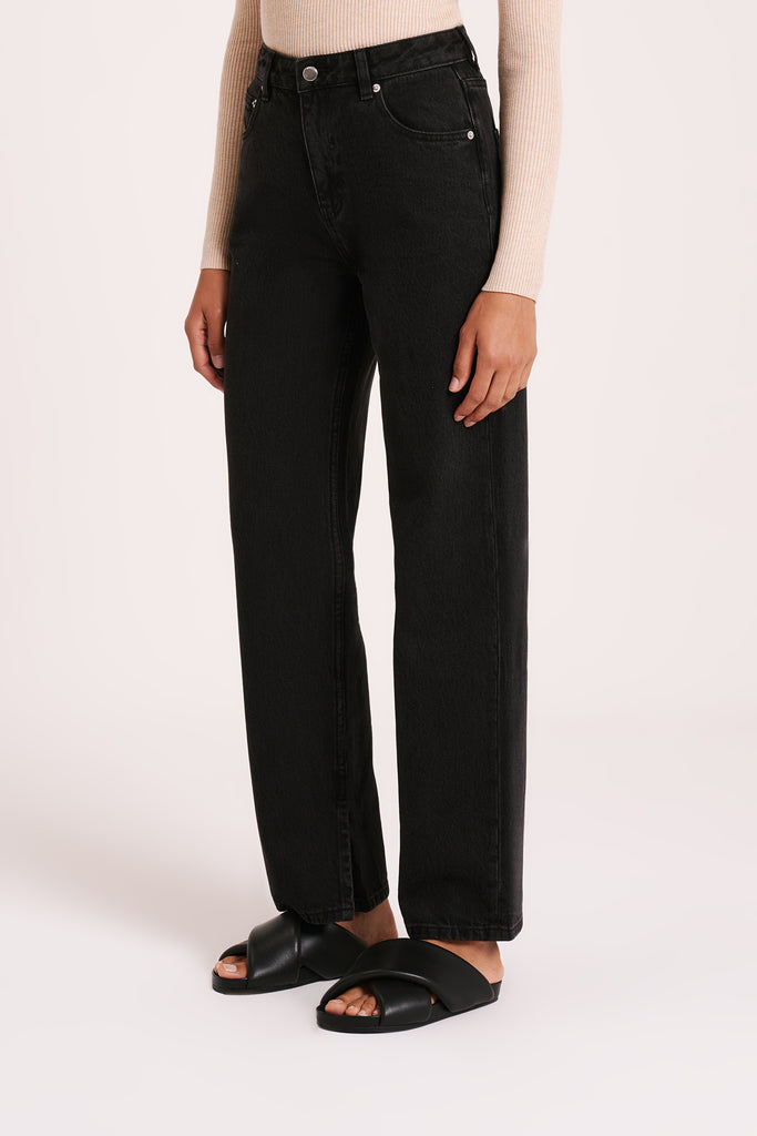 Shop Organic Split Hem Jean in Vintage black | Nude Lucy