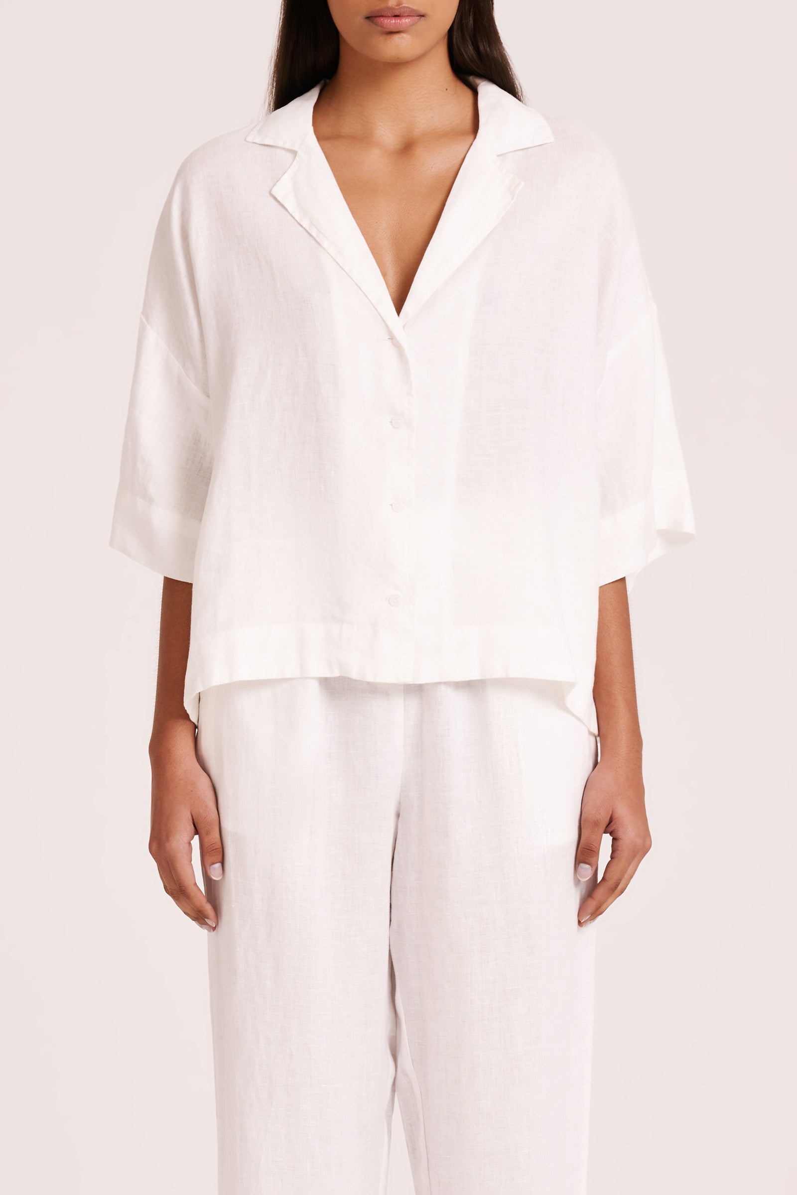 Lounge Linen Shirt & Crop Pant Set 