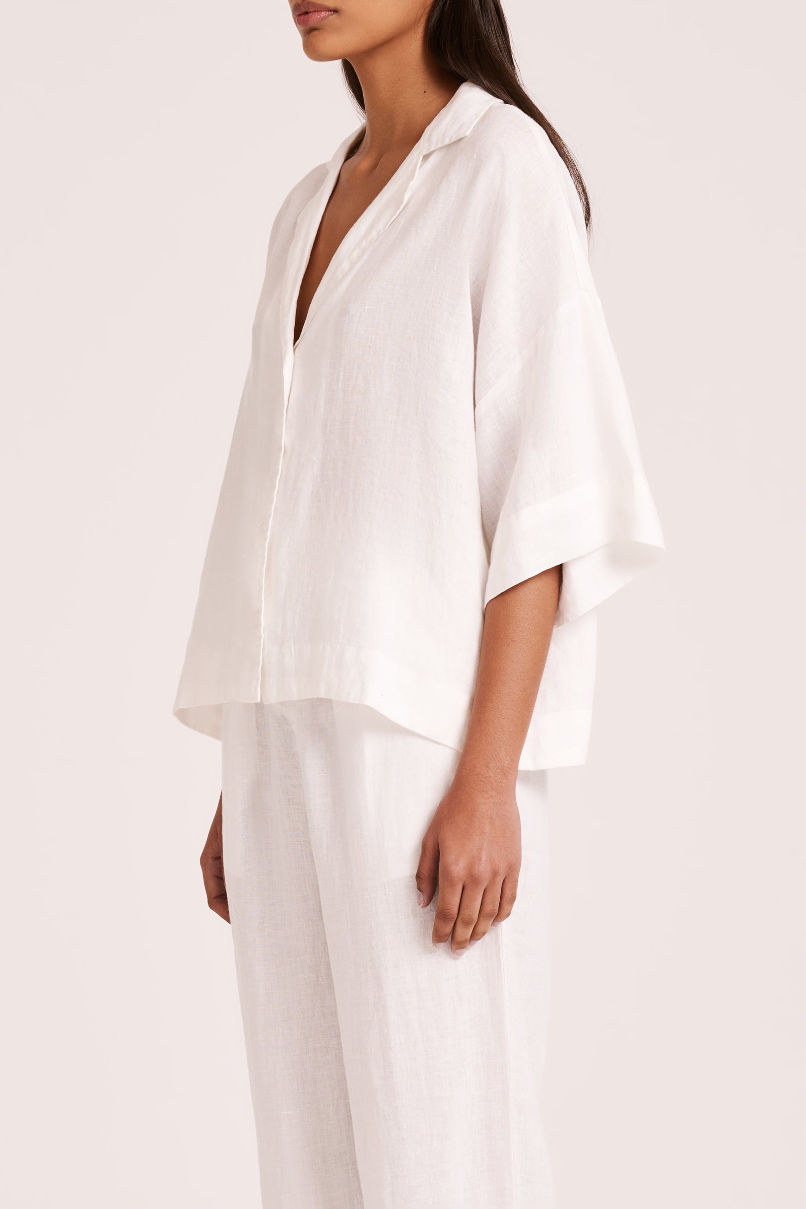 Lounge Linen Shirt & Crop Pant Set 