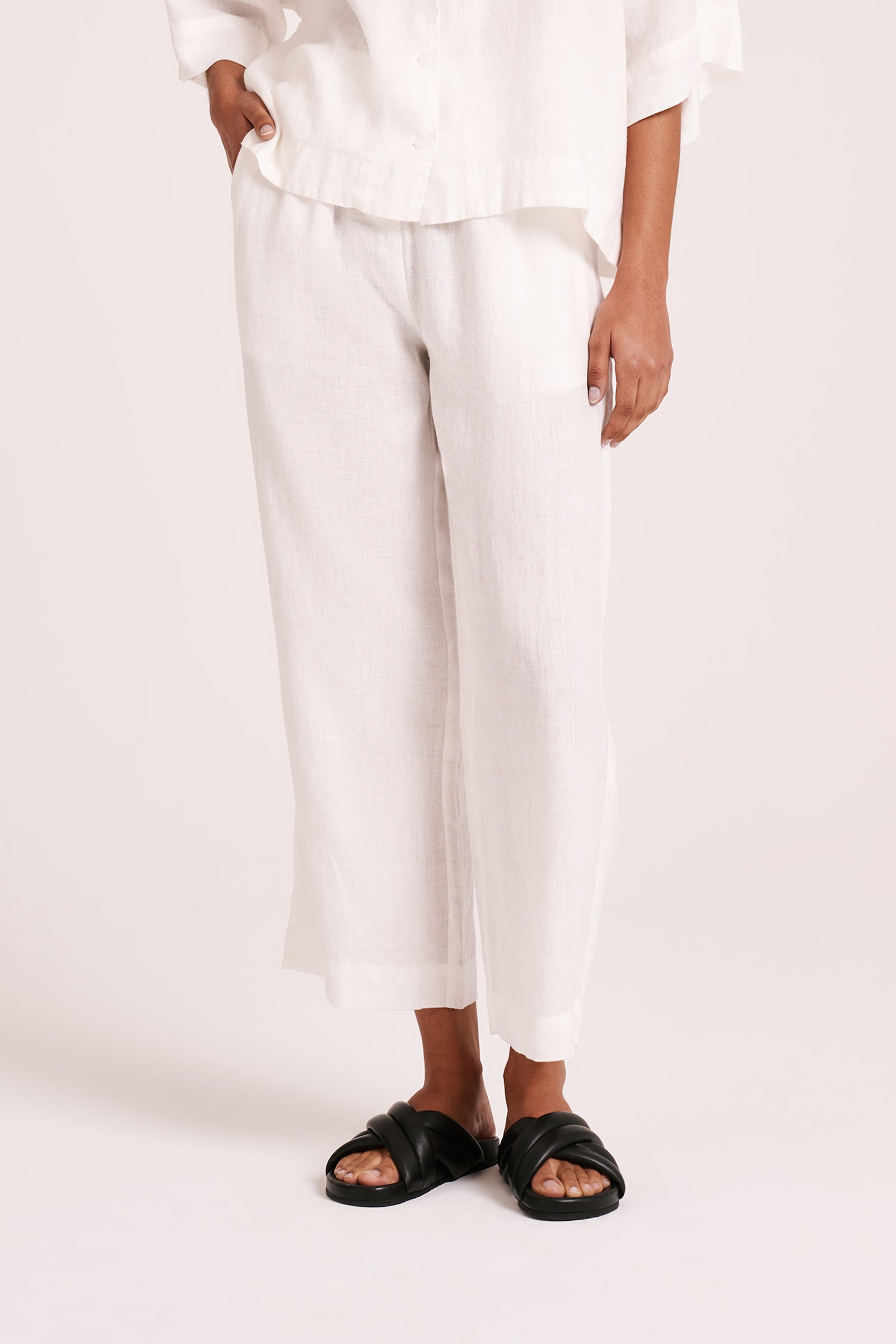 Lounge Linen Shirt & Crop Pant Set 