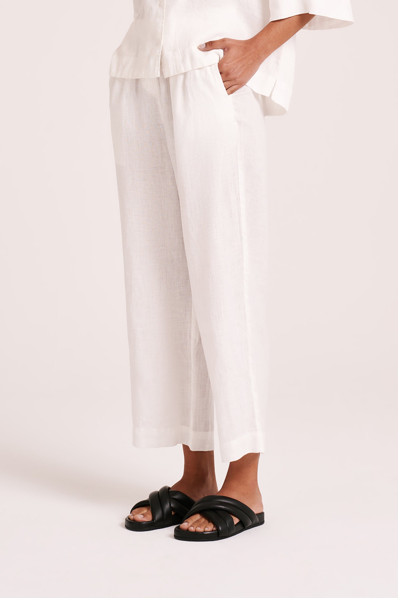 Lounge Linen Shirt & Crop Pant Set 