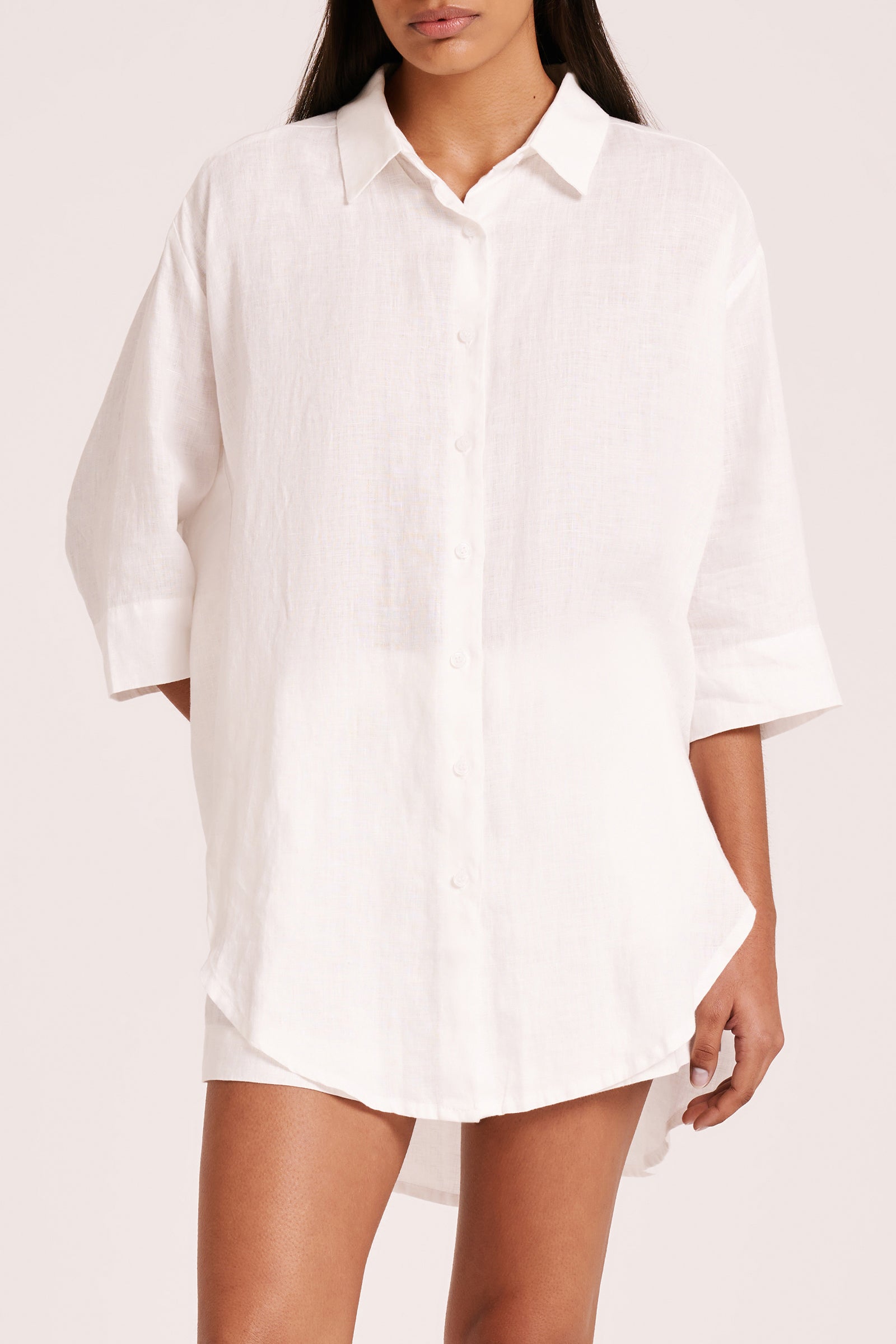 Lounge Linen Longline Shirt & Short Set 