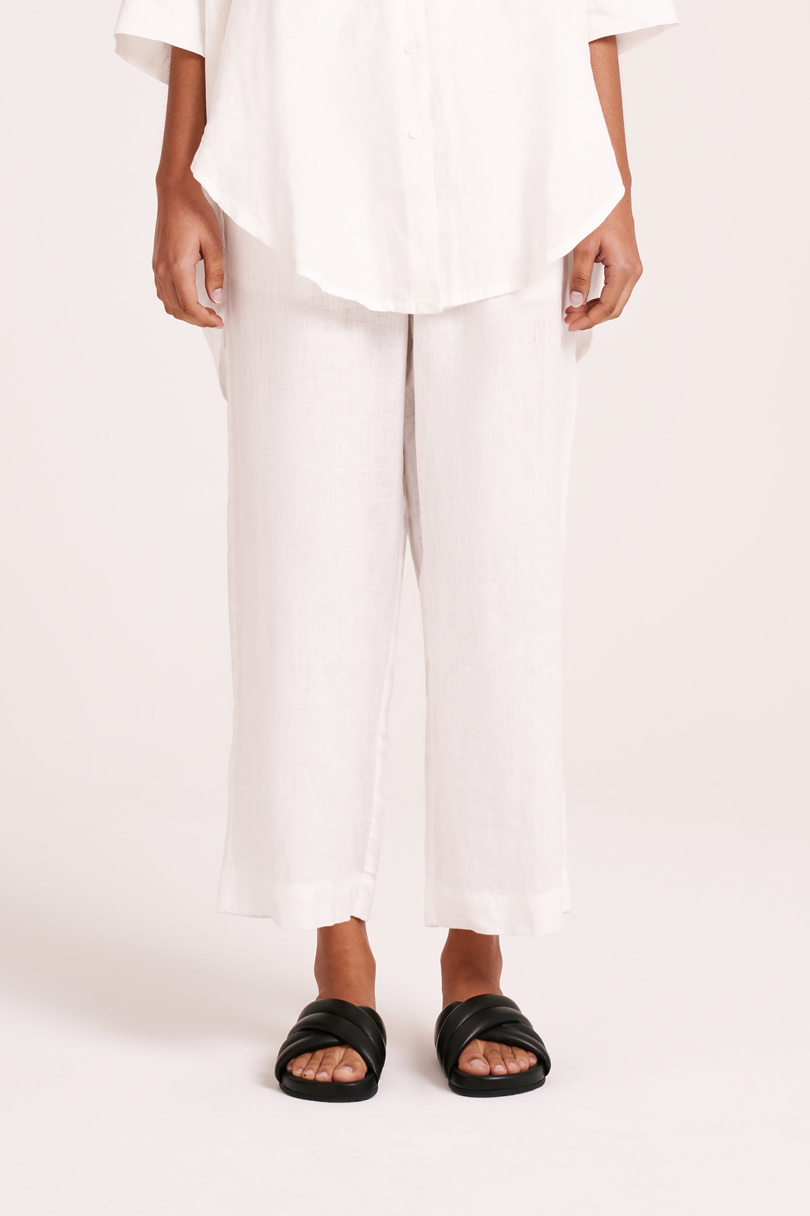 Lounge Linen Longline Shirt & Crop Pant Set 