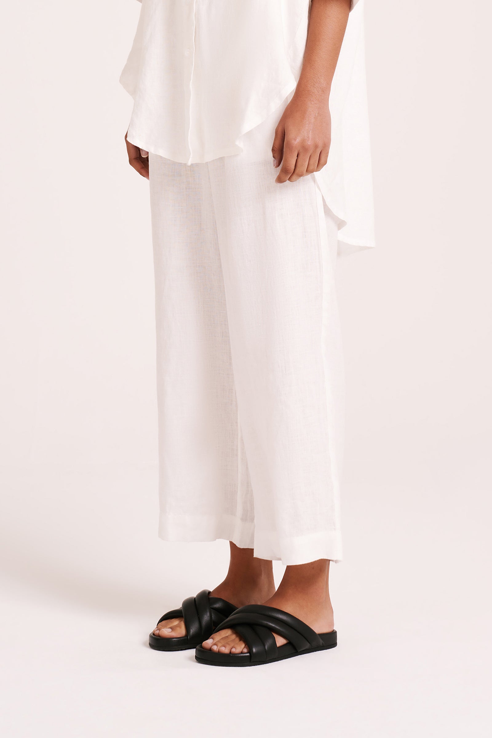 Lounge Linen Longline Shirt & Crop Pant Set 