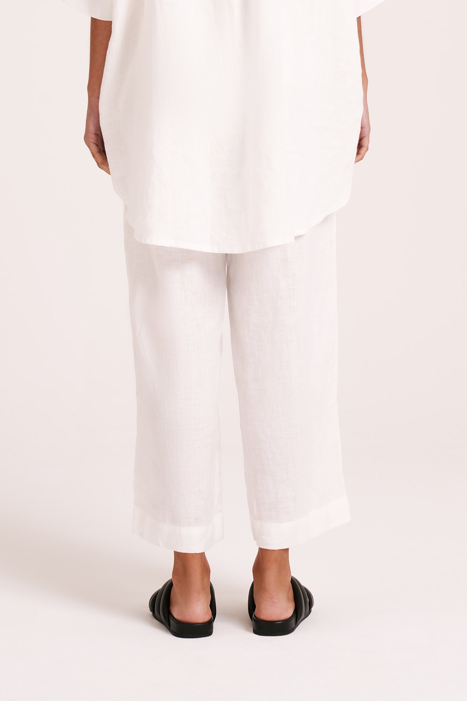 Lounge Linen Longline Shirt & Crop Pant Set 