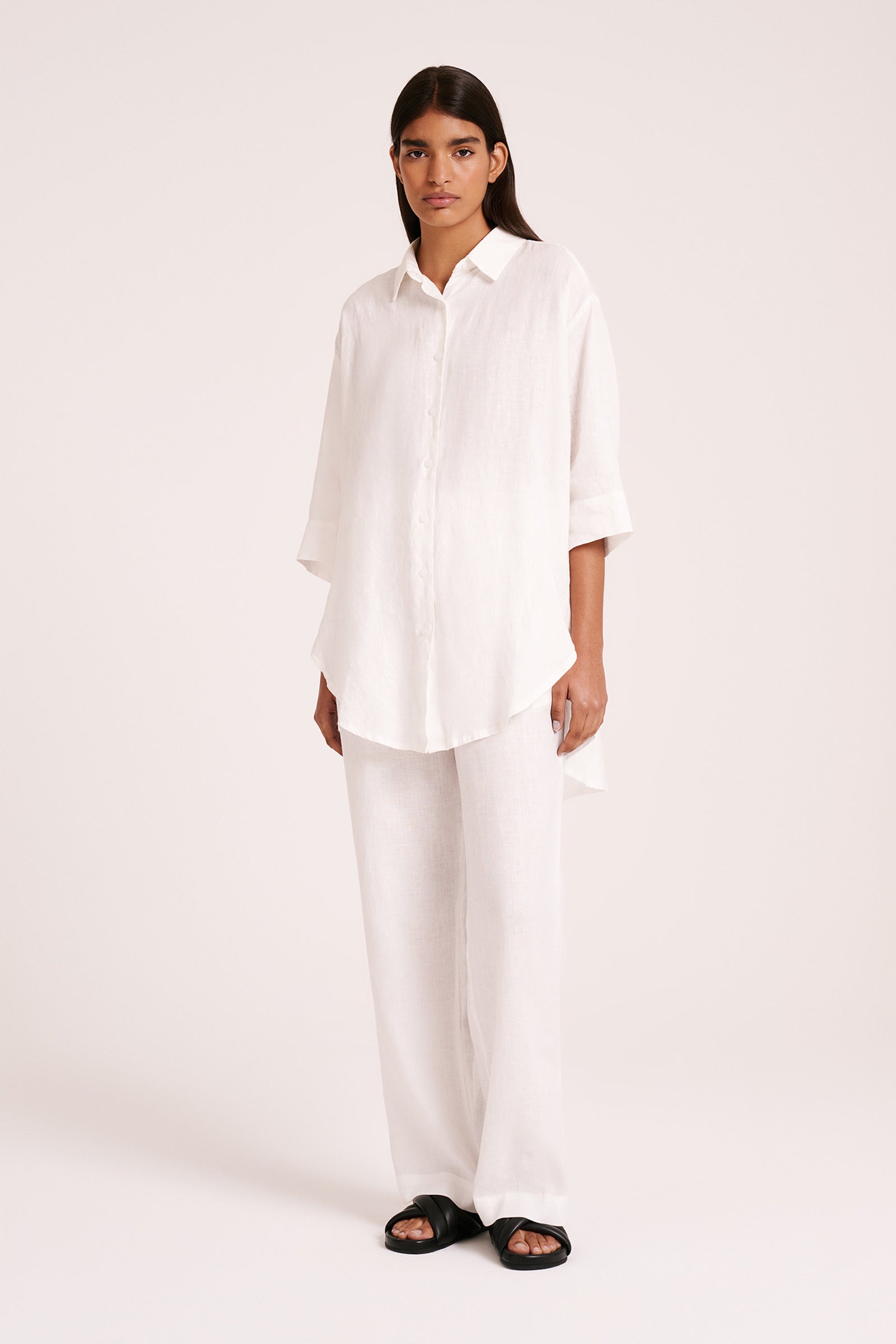 Lounge Linen Longline Shirt & Pant Set 