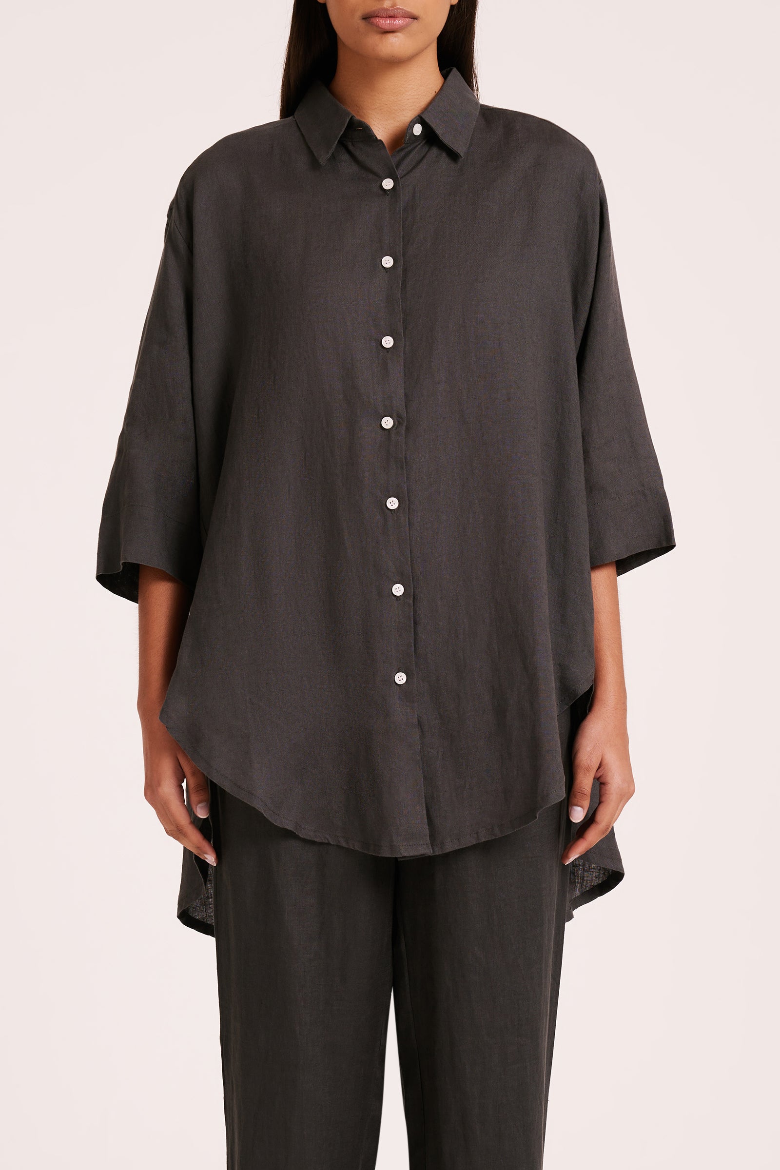 Lounge Linen Longline Shirt & Pant Set 