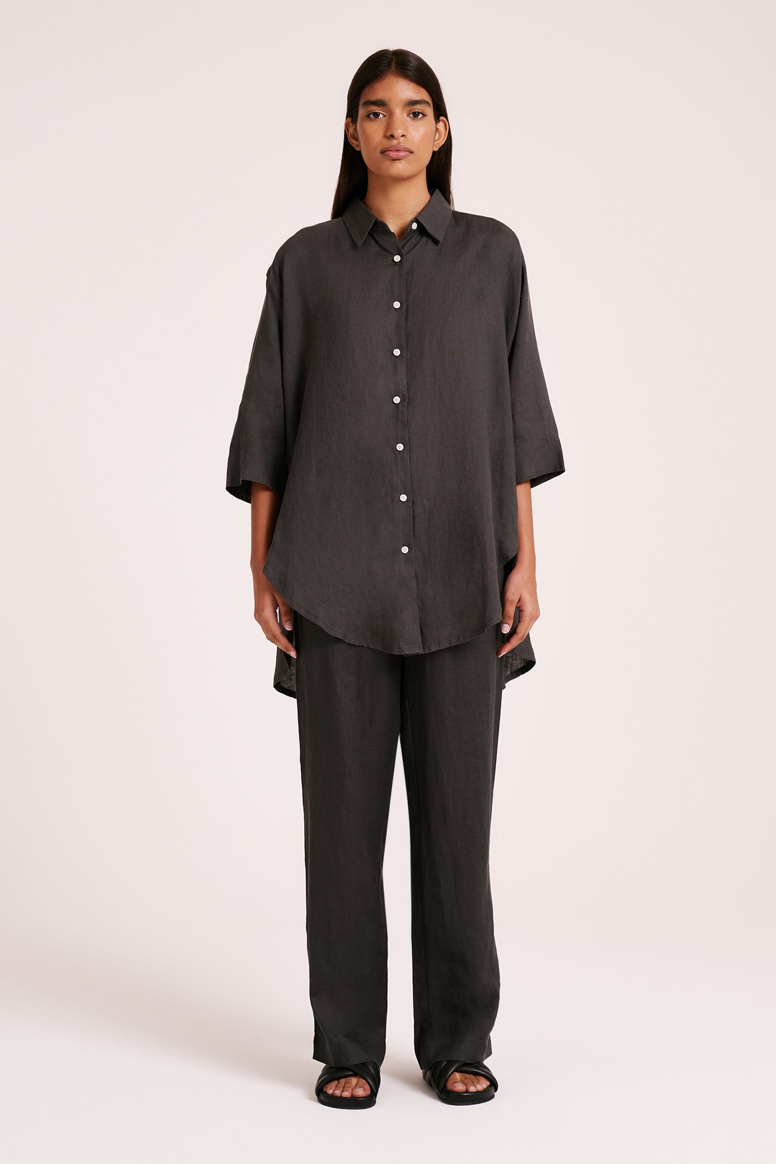 Lounge Linen Longline Shirt & Pant Set 