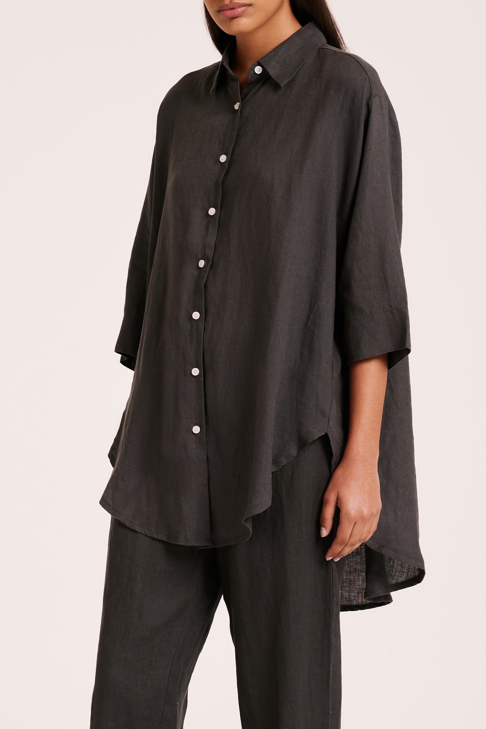 Lounge Linen Longline Shirt & Pant Set 