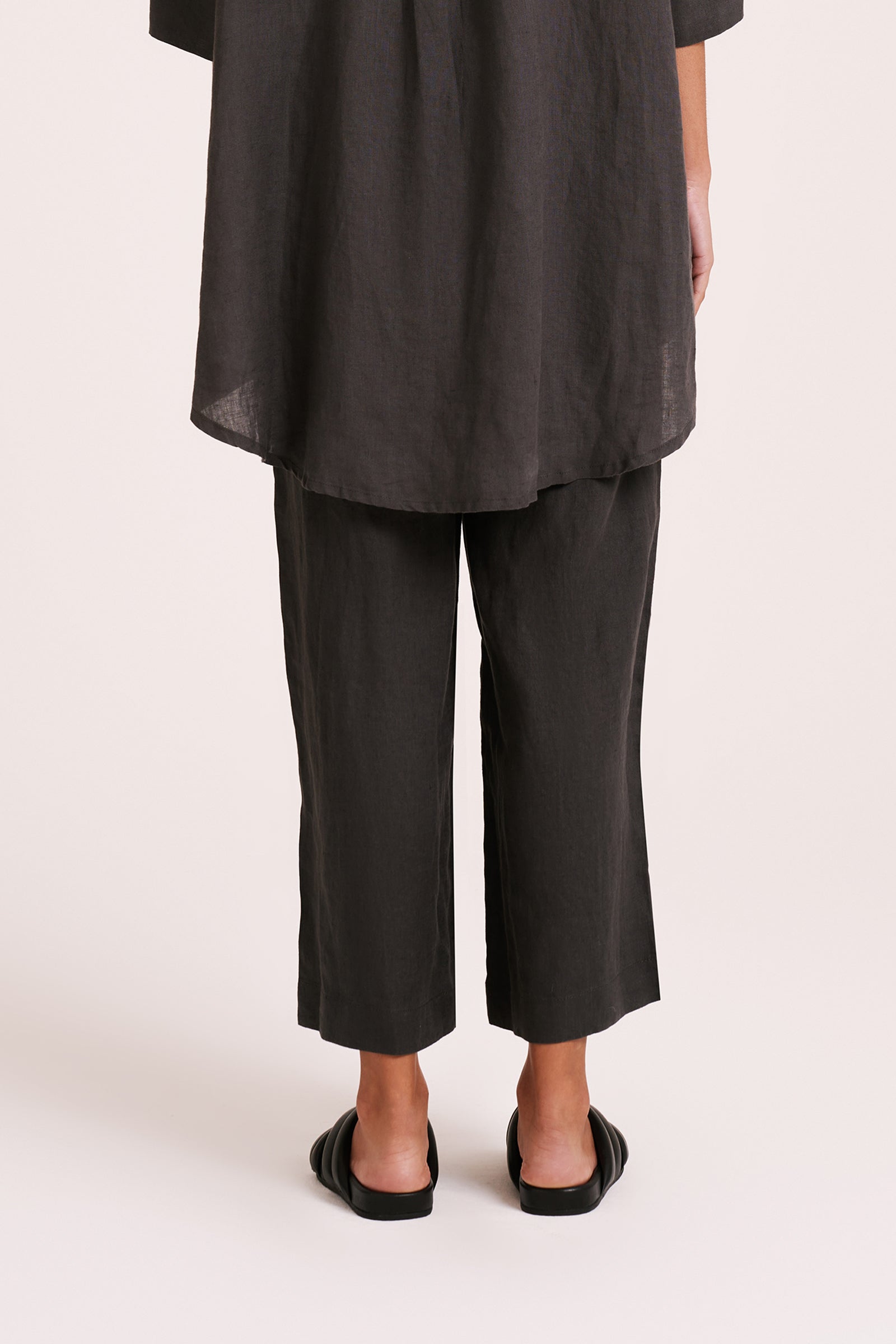 Lounge Linen Longline Shirt & Crop Pant Set 