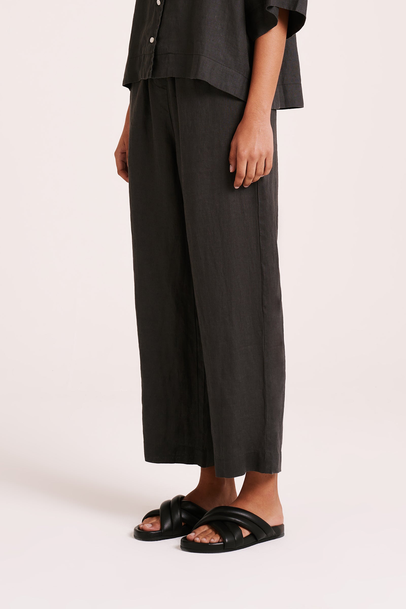 Lounge Linen Shirt & Crop Pant Set 