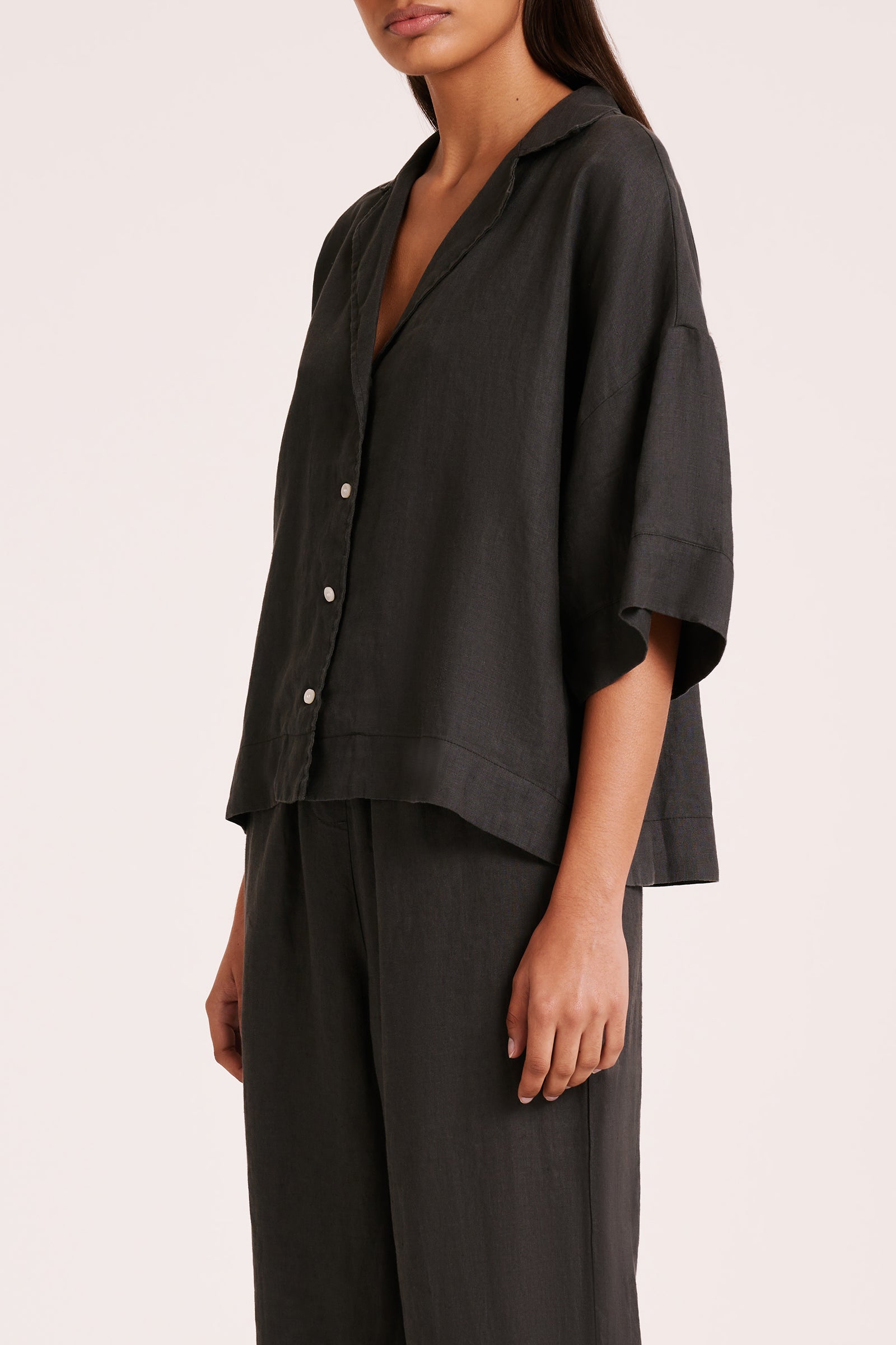 Lounge Linen Shirt & Crop Pant Set 