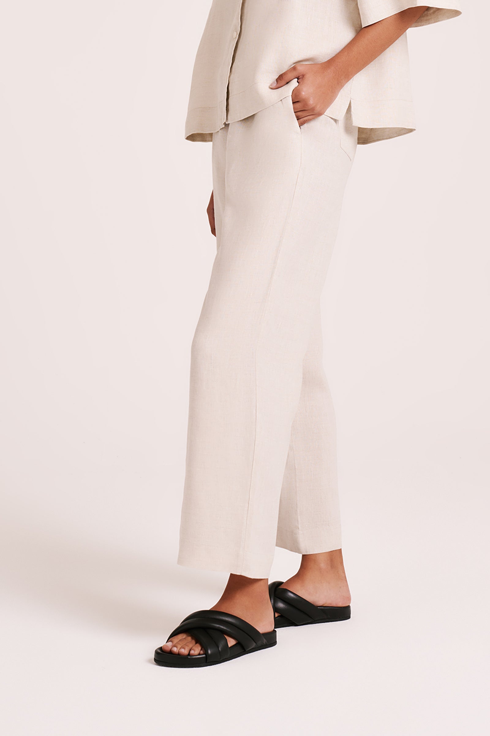 Lounge Linen Shirt & Crop Pant Set 