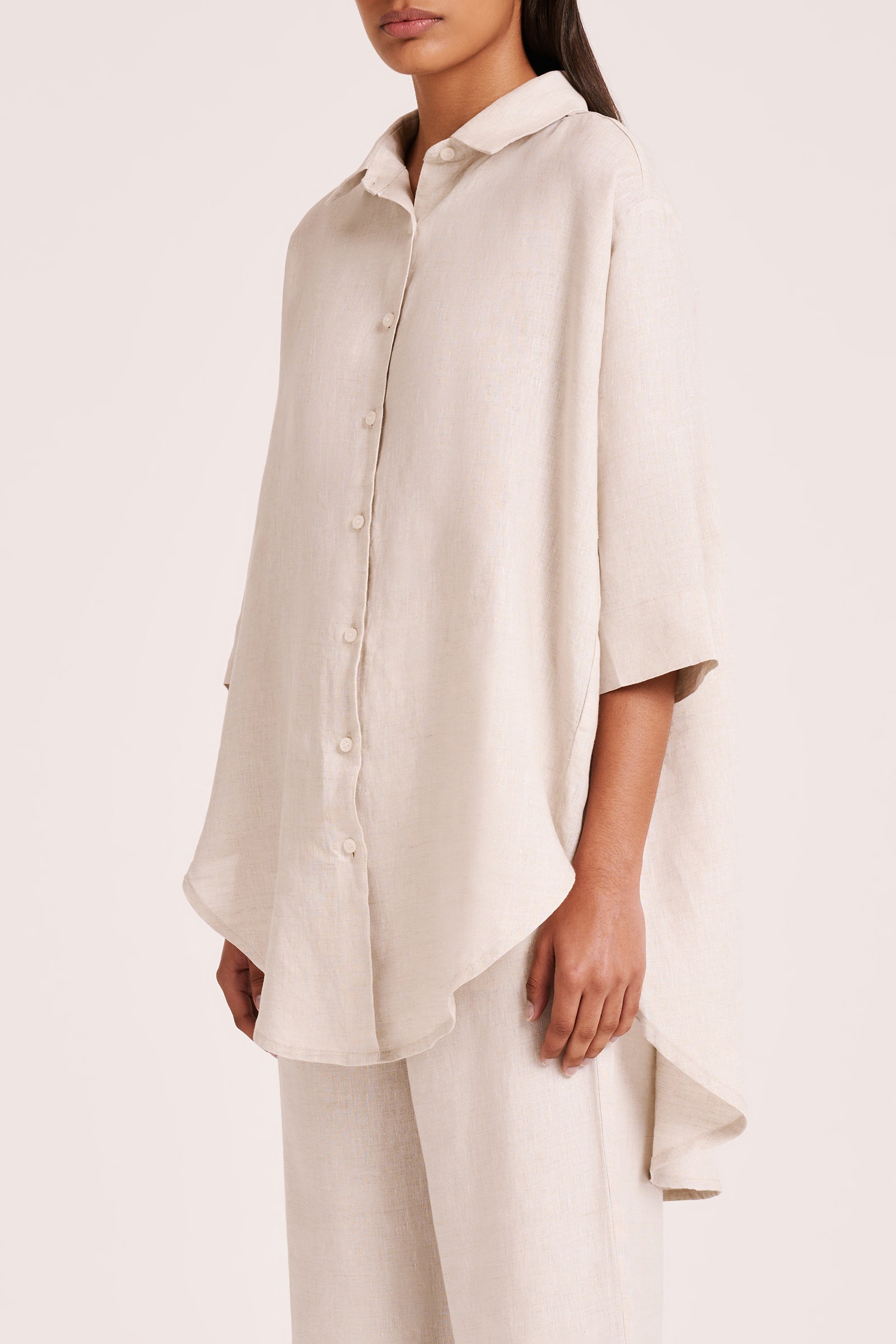 Lounge Linen Longline Shirt & Pant Set 