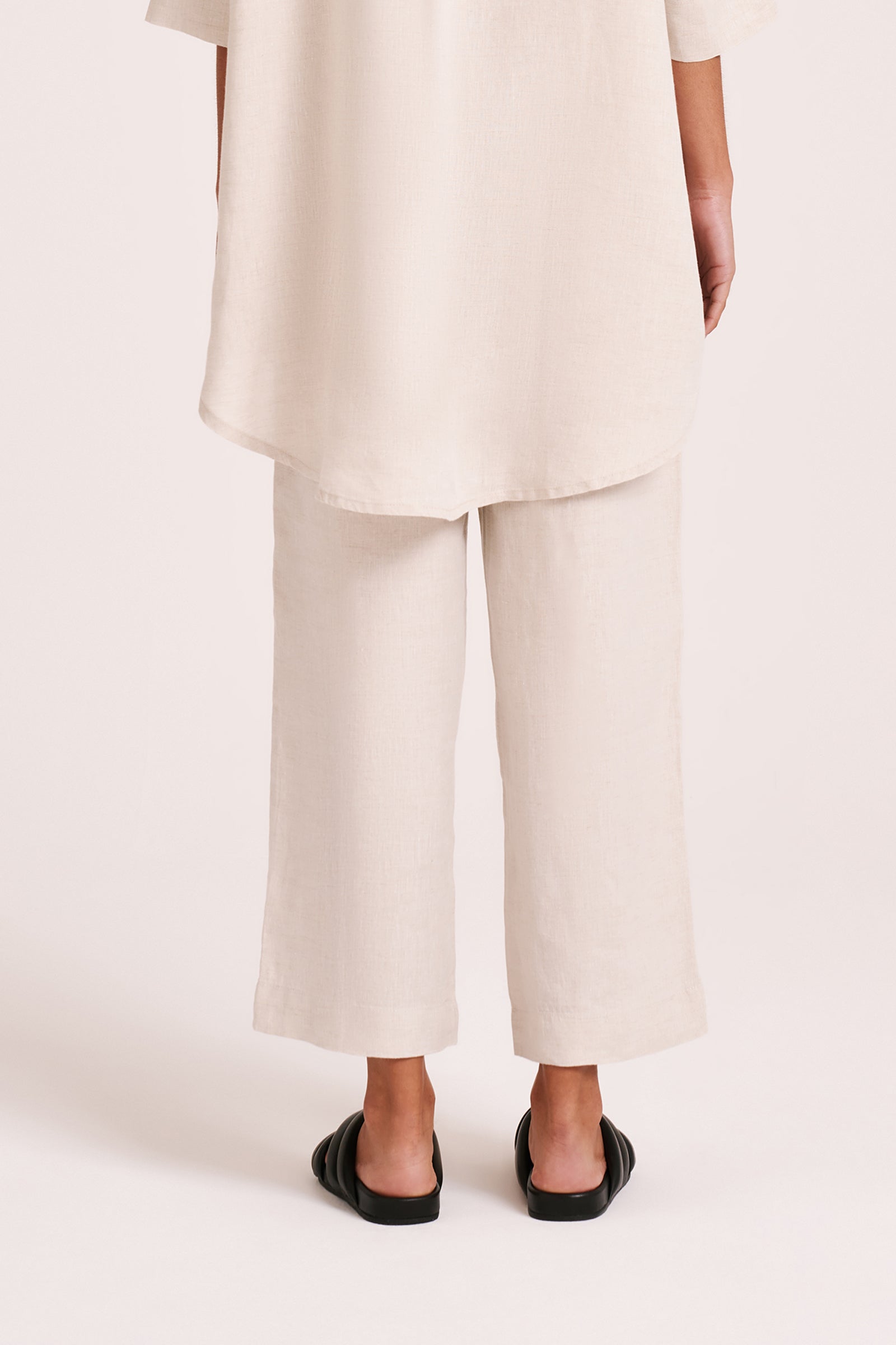 Lounge Linen Longline Shirt & Crop Pant Set 