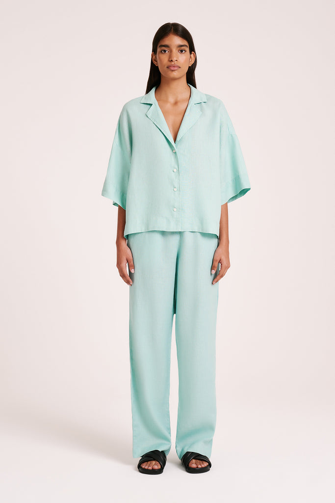 Shop Lounge Linen Pant in Aqua | Nude Lucy