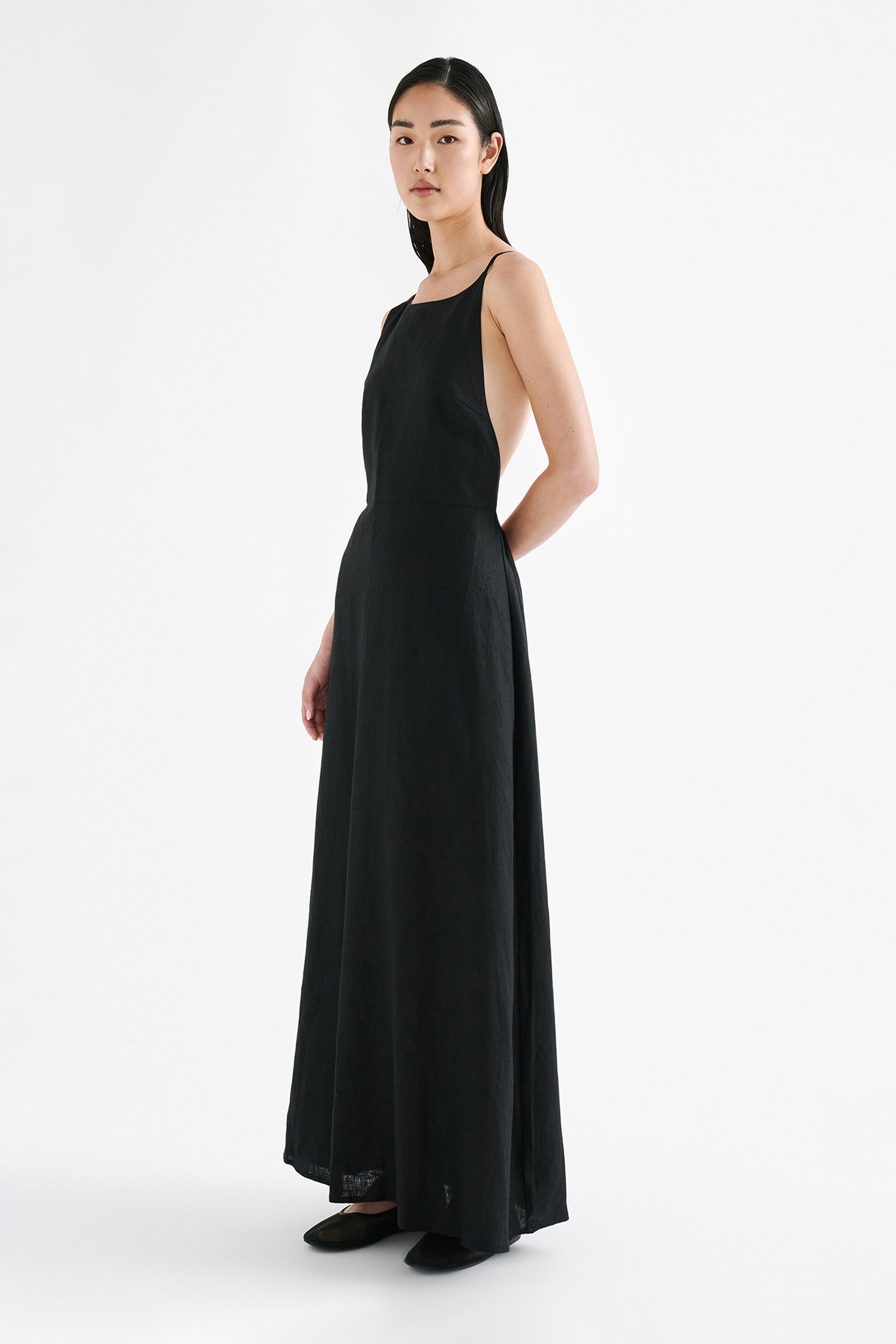 Ziba Linen Maxi Dress Black 