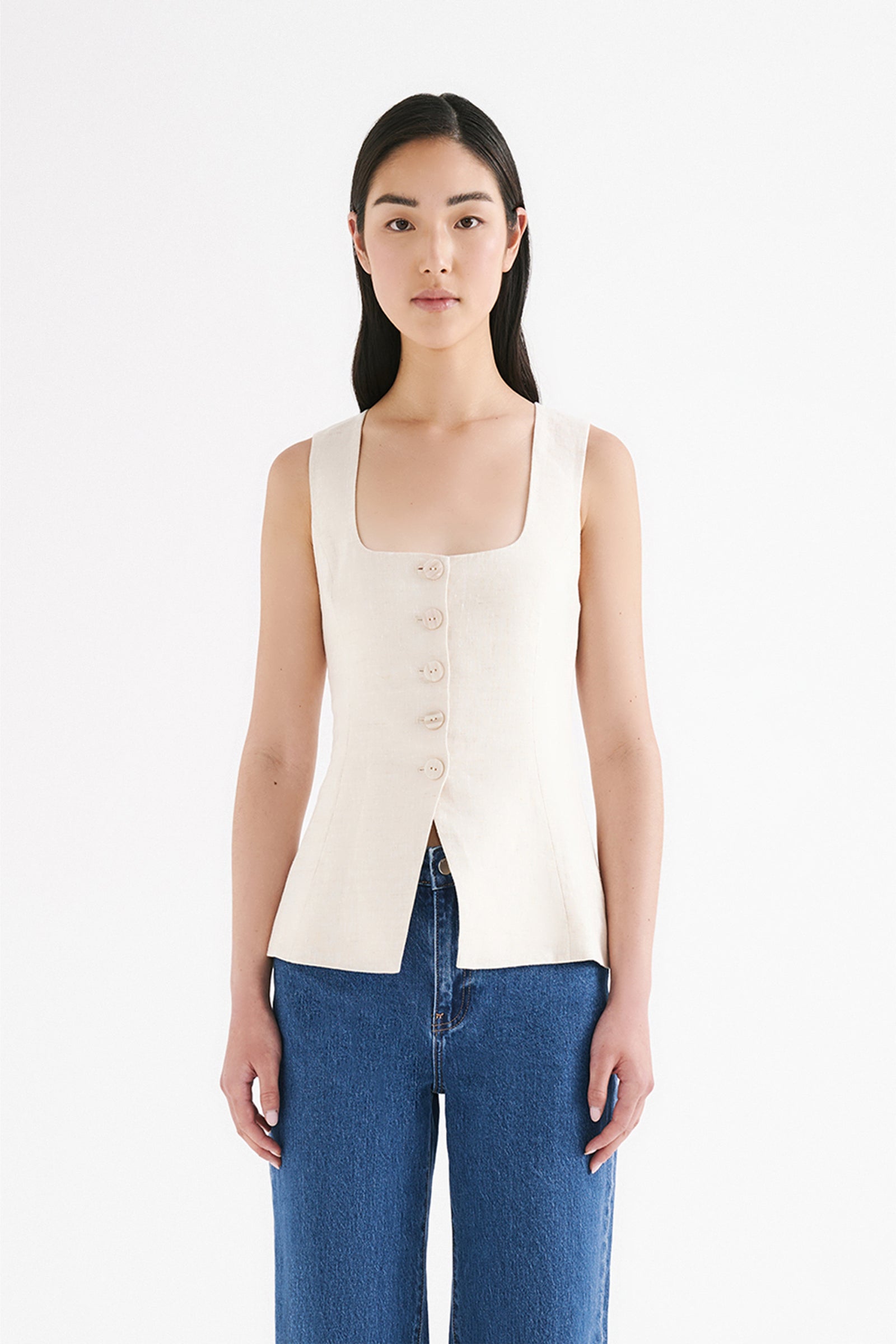 Clio Linen Vest Natural 