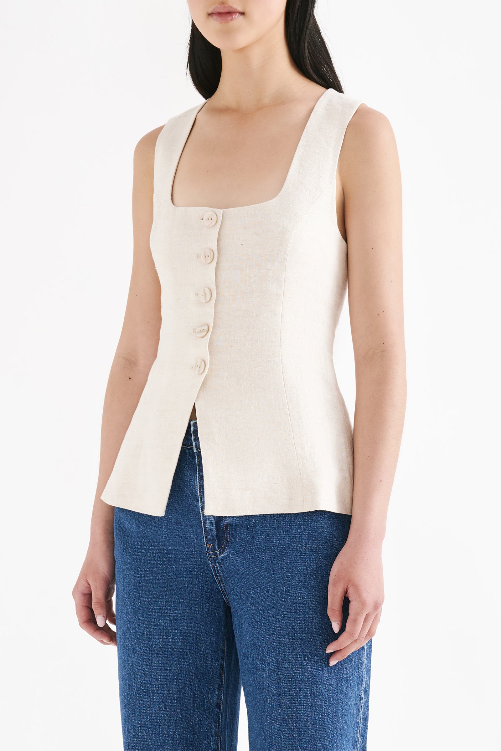 Clio Linen Vest Natural 