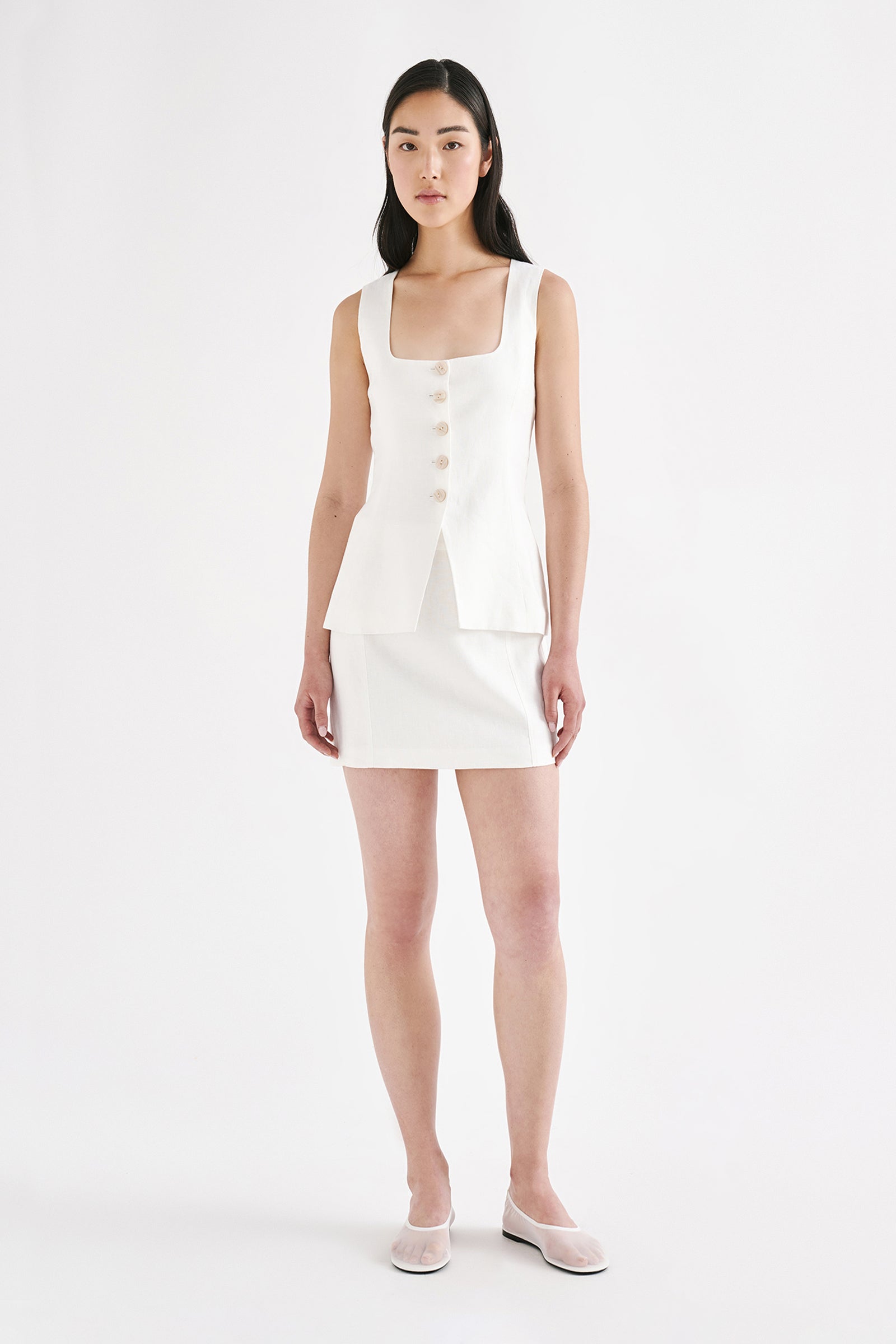 Clio Linen Mini Skirt White 