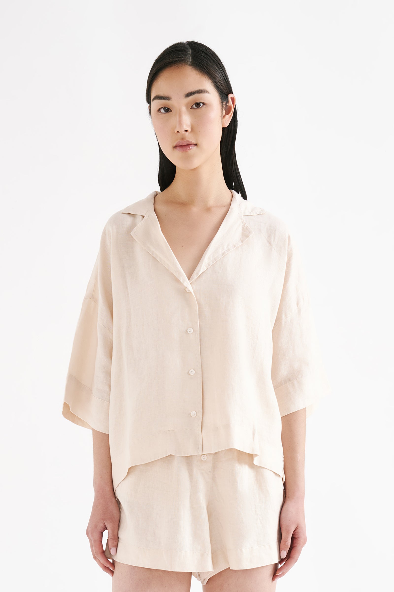 Lounge Linen Shirt Pannacotta 