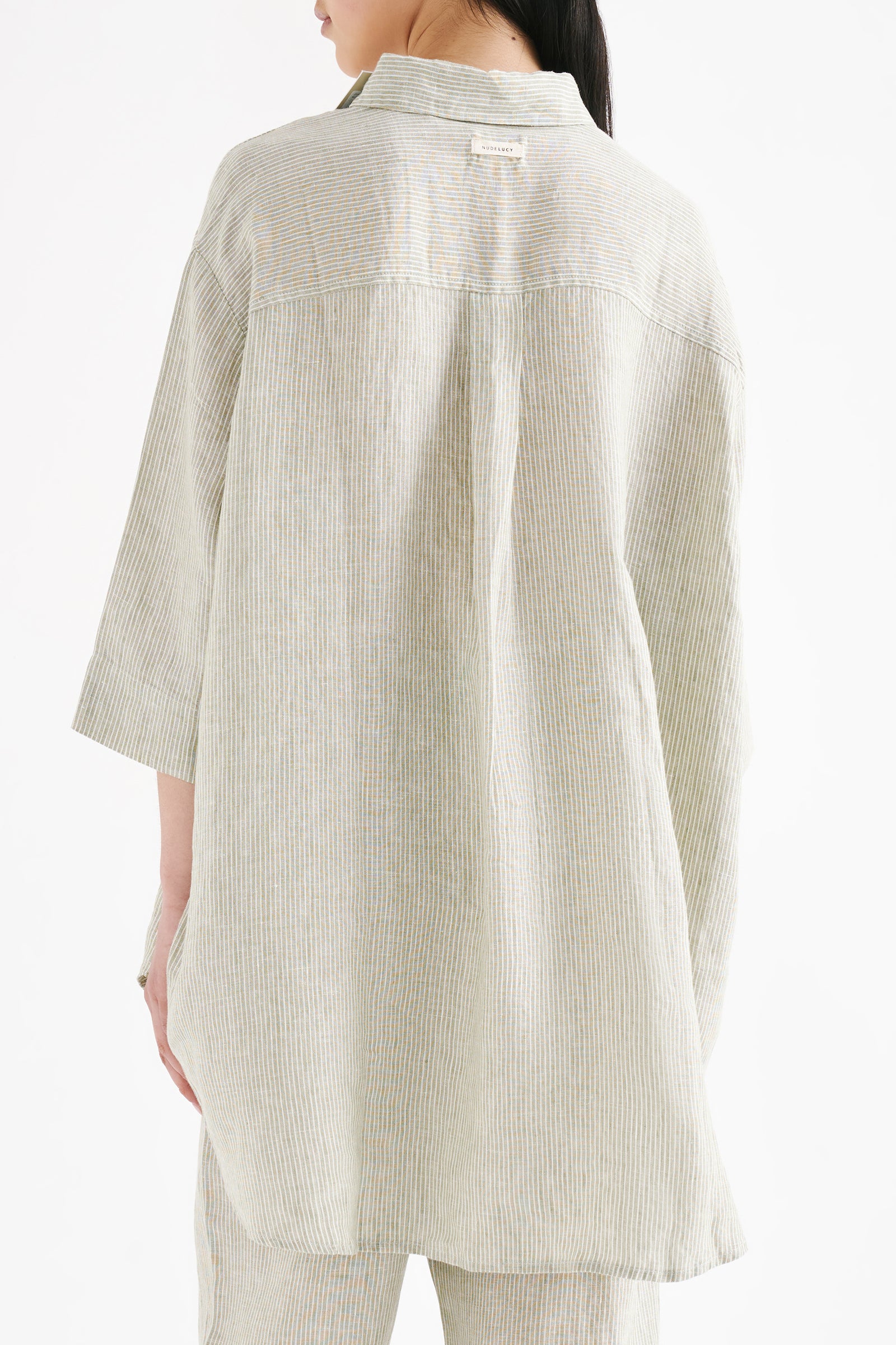 Lounge Stripe Linen Longline Shirt & Pant Set 