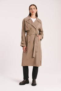 Nude Lucy Odyssey Trench Coat Coat In a Dark Brown Smoke Colour