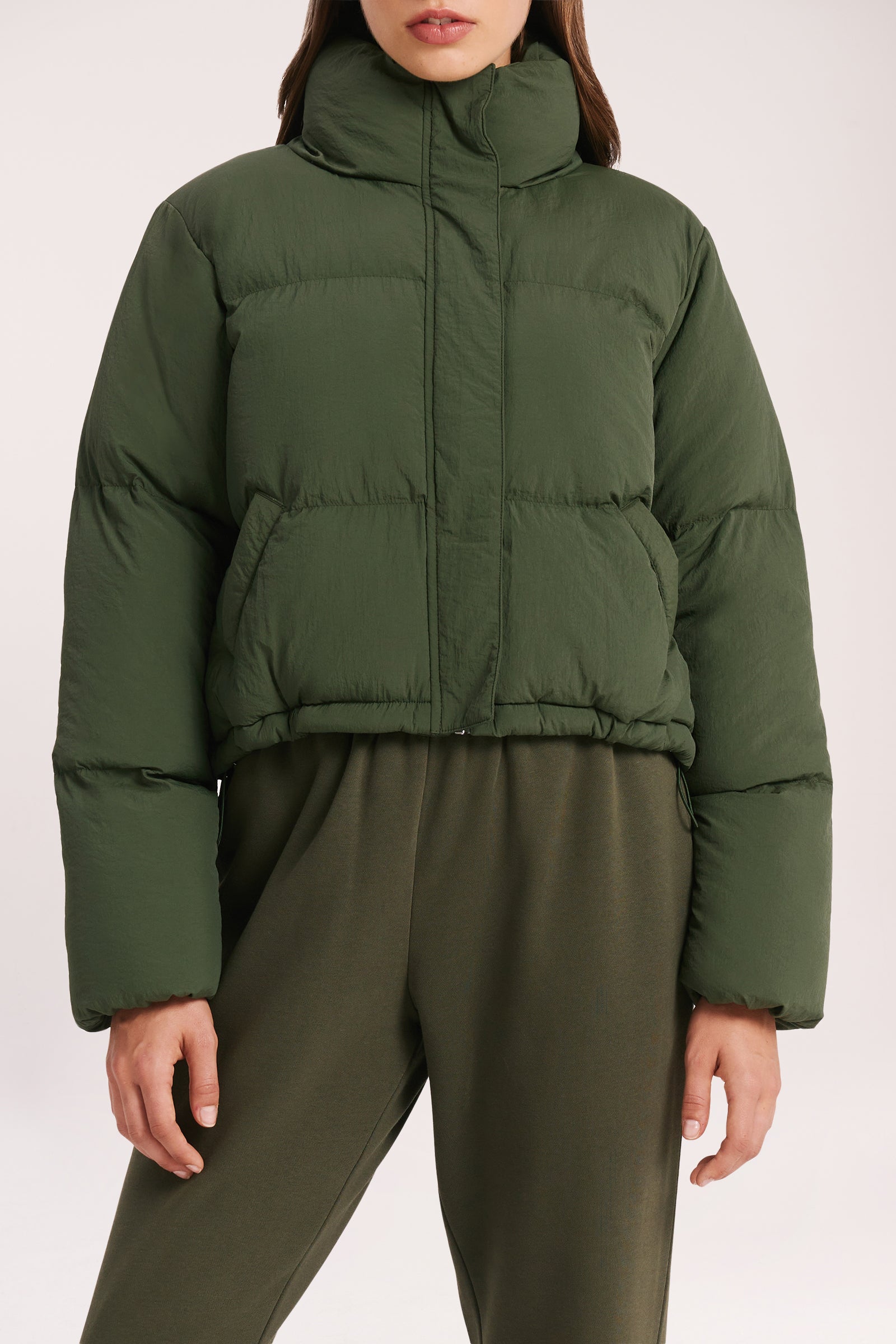 Green puffer clearance jacket