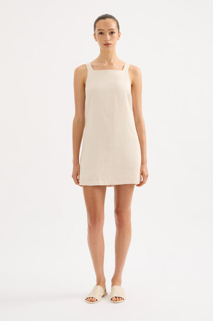 Eden Linen Mini Dress Cream 