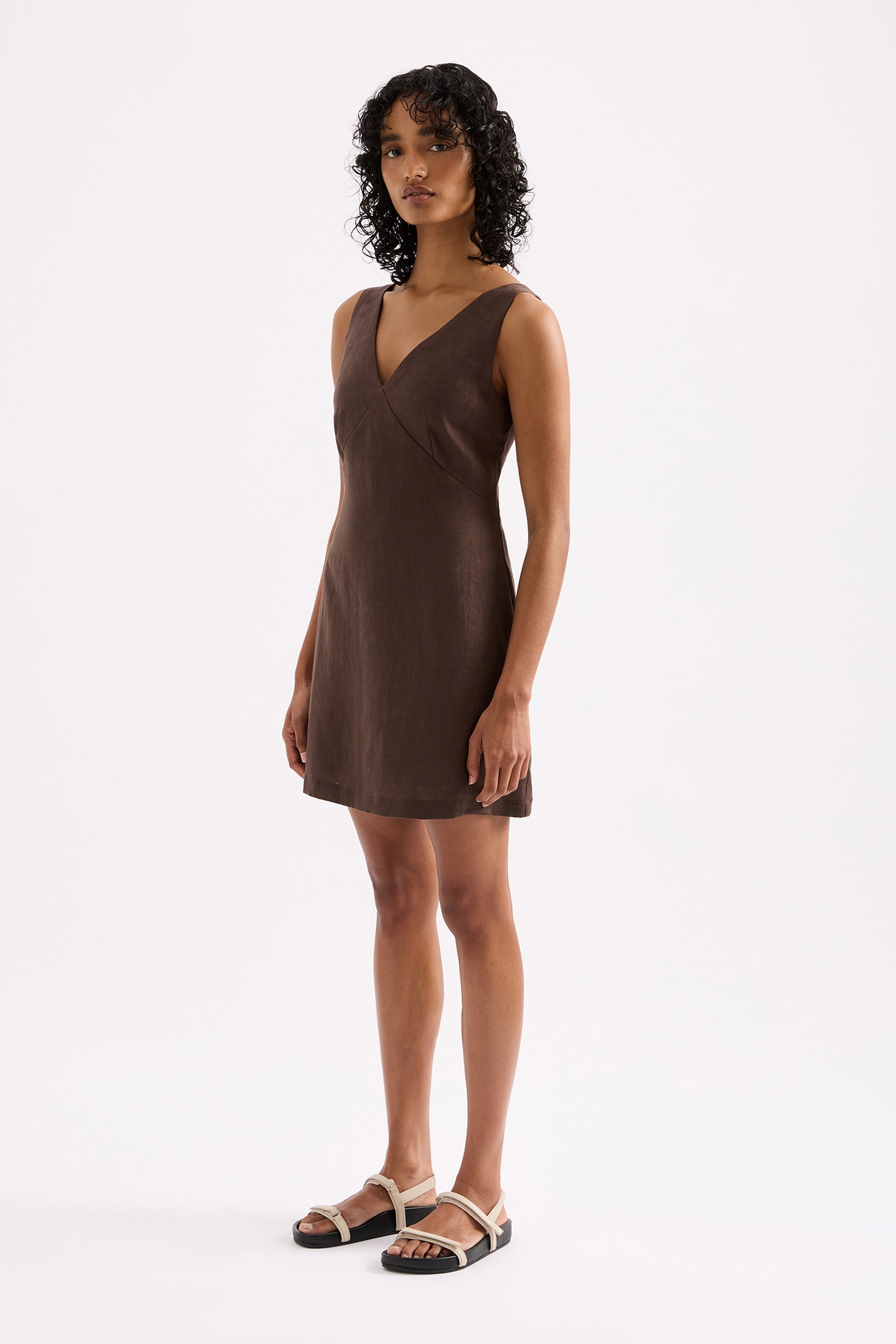 Blair Linen Mini Dress Clove 