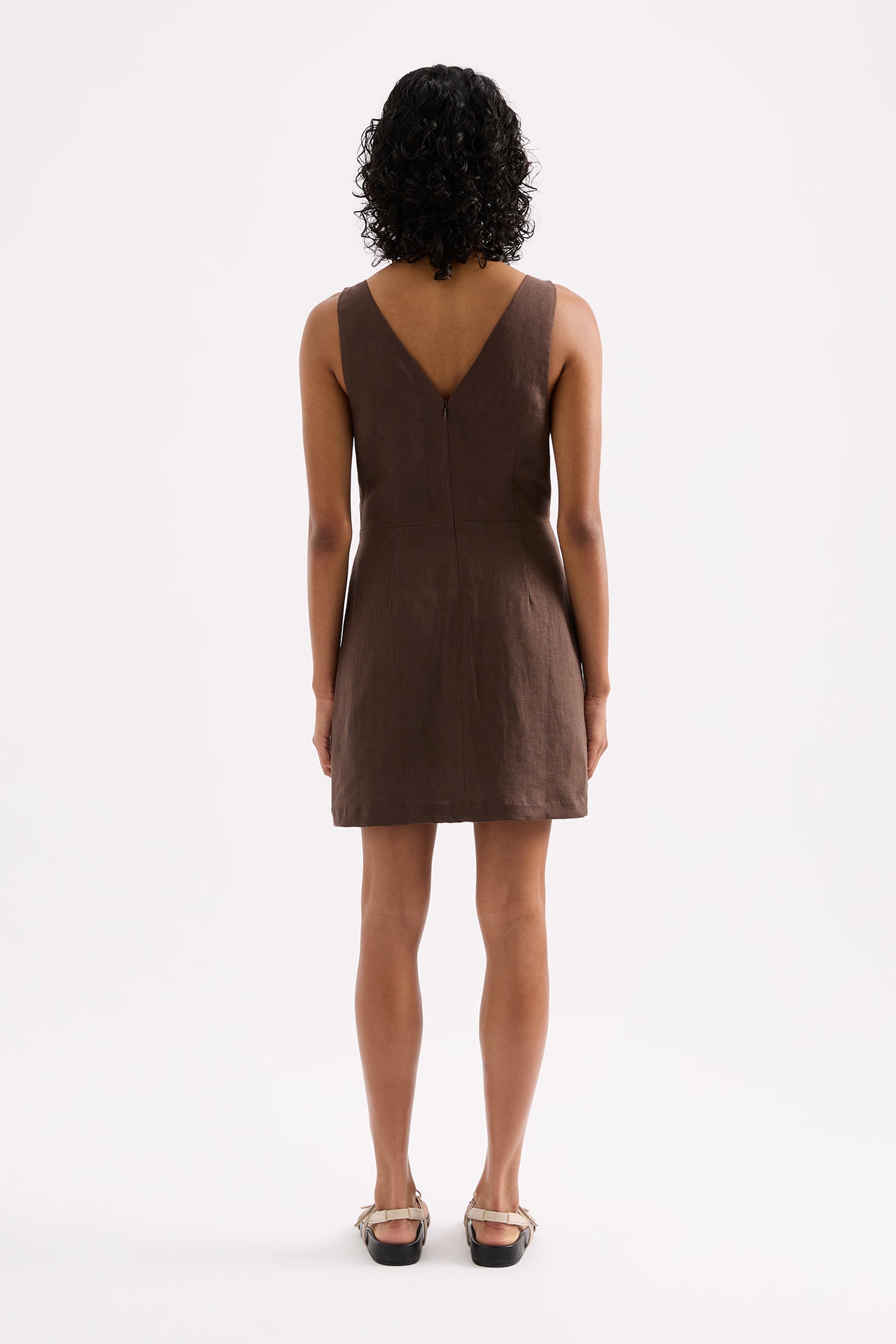 Blair Linen Mini Dress Clove 