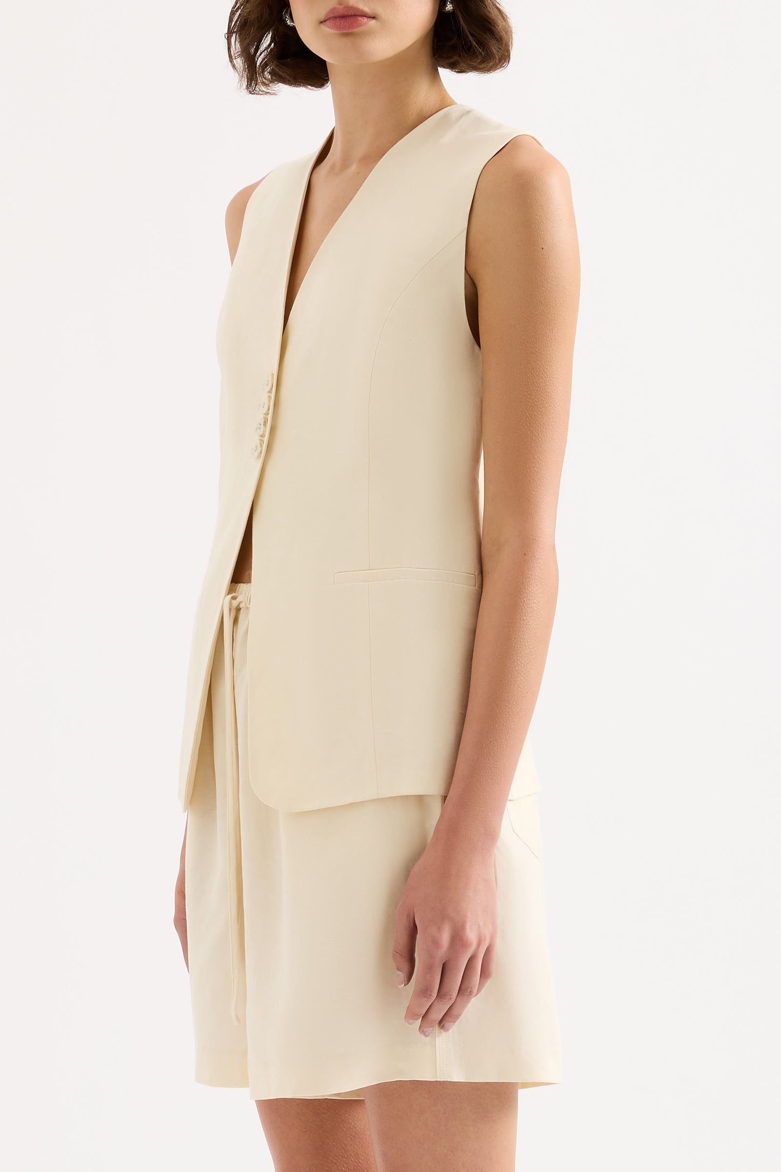 Salma Tailored Vest Buttermilk 