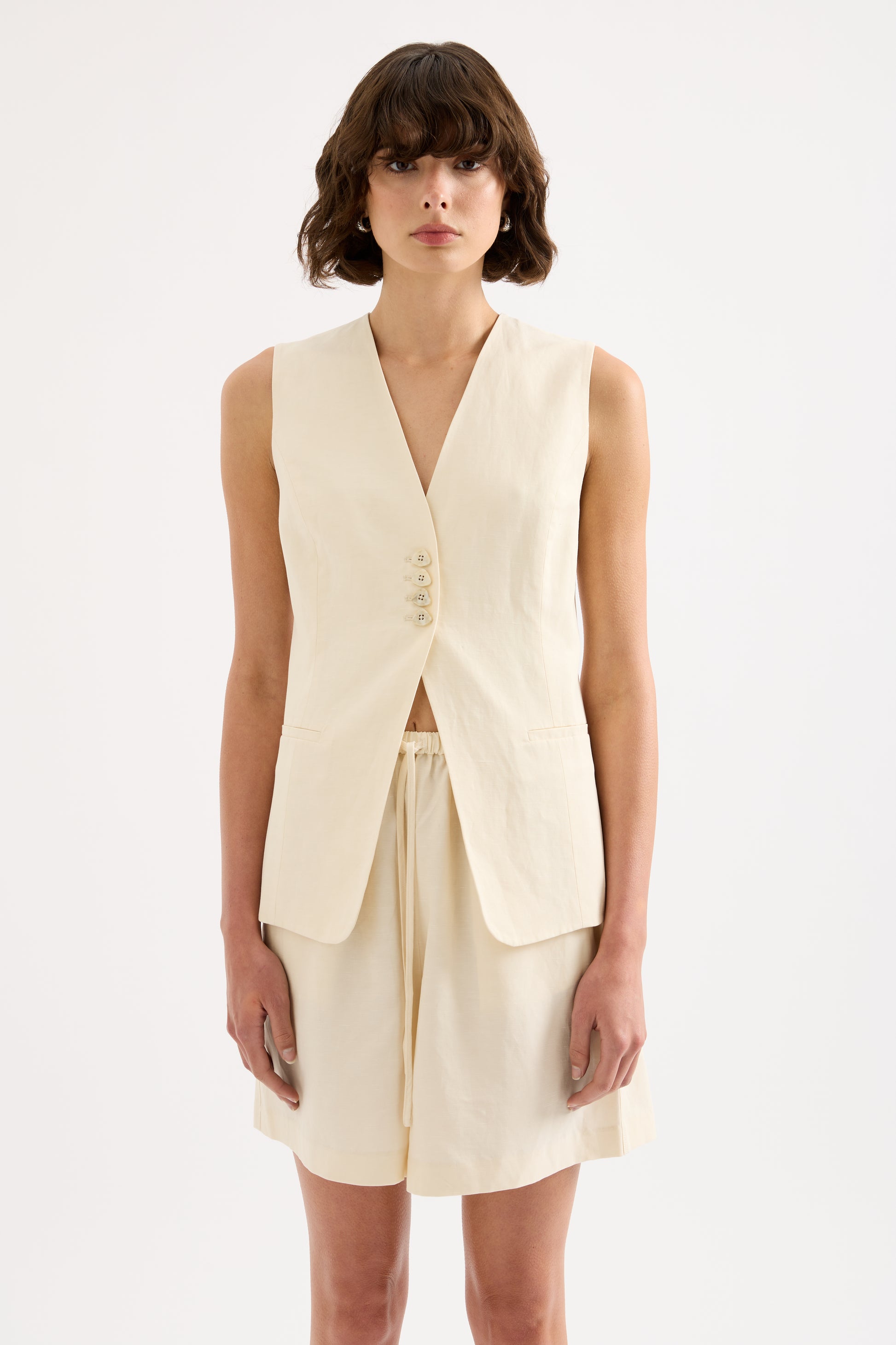 Salma Tailored Vest Buttermilk 