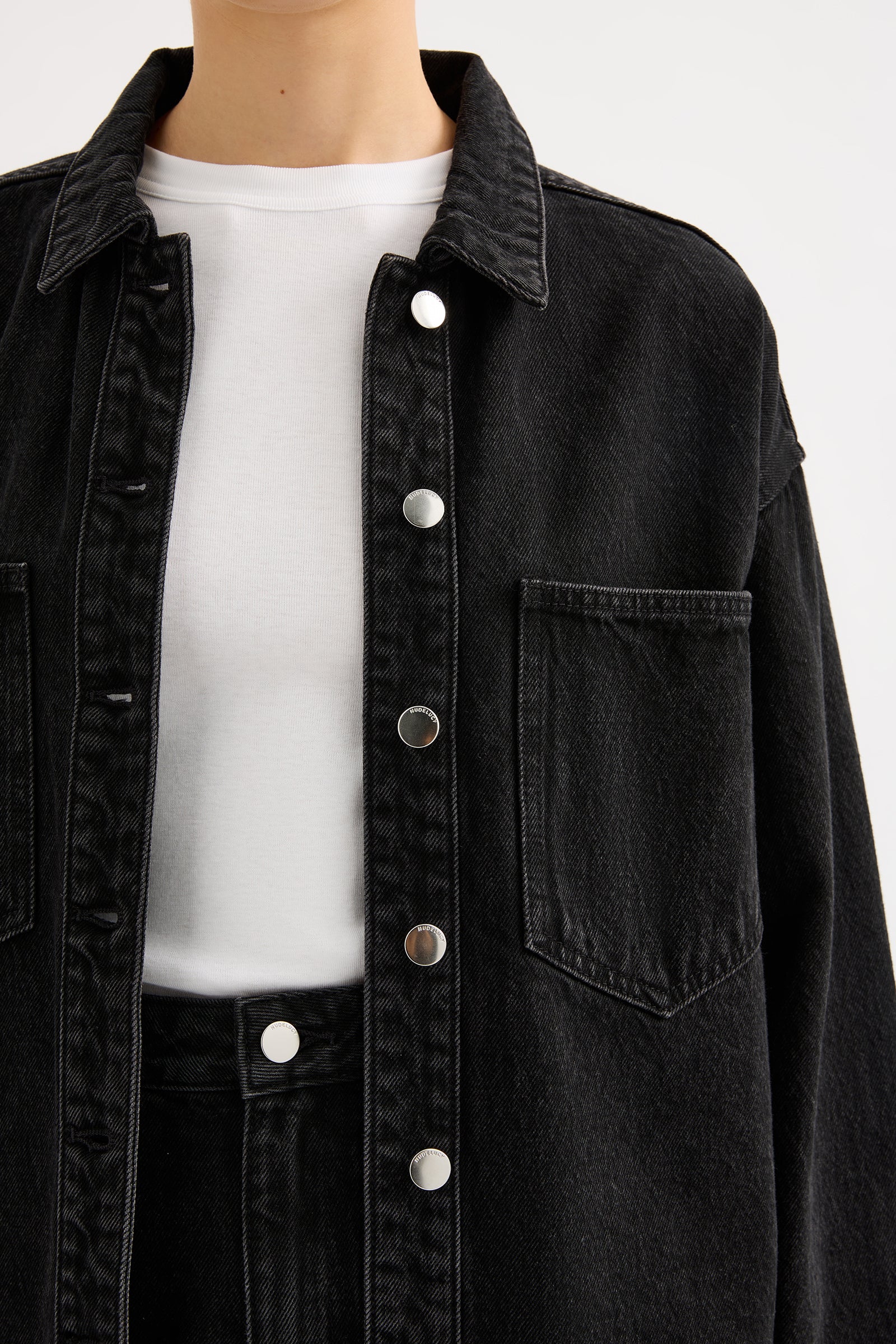 Organic Denim Overshirt Vintage Black 