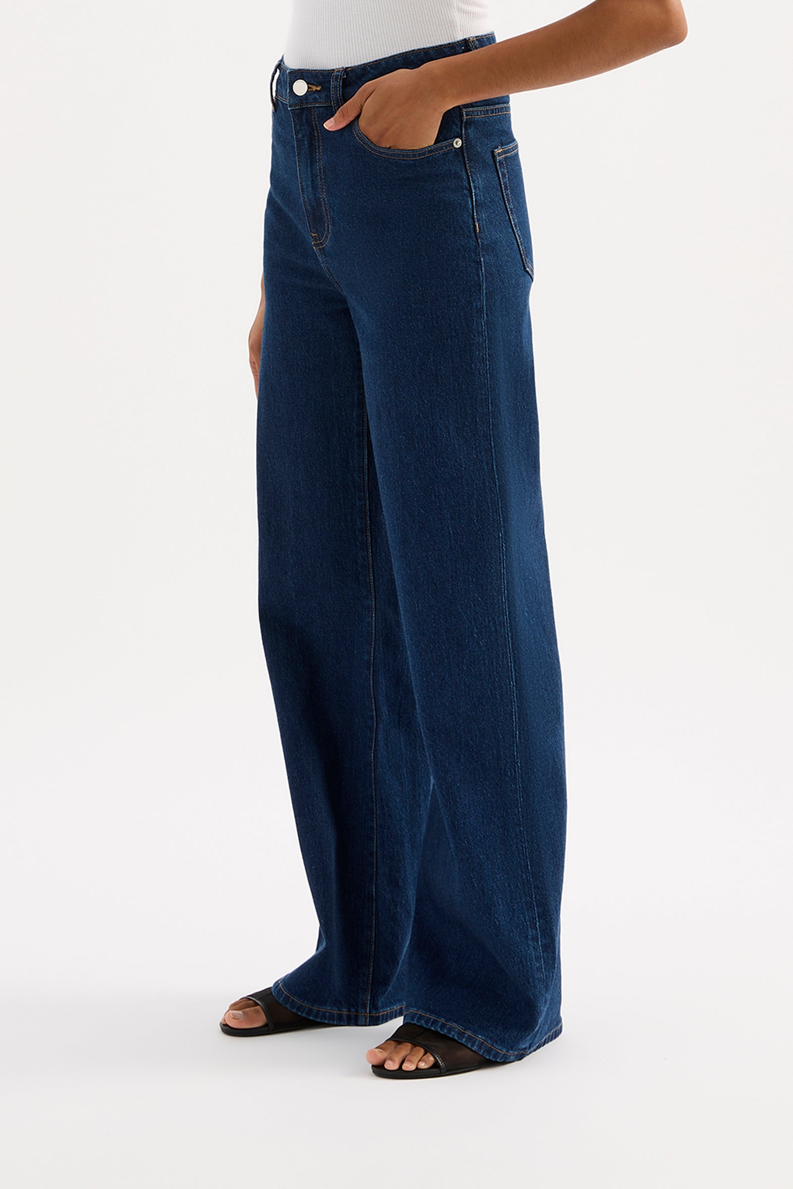 Organic Stretch Wide Leg Jean Force Blue 