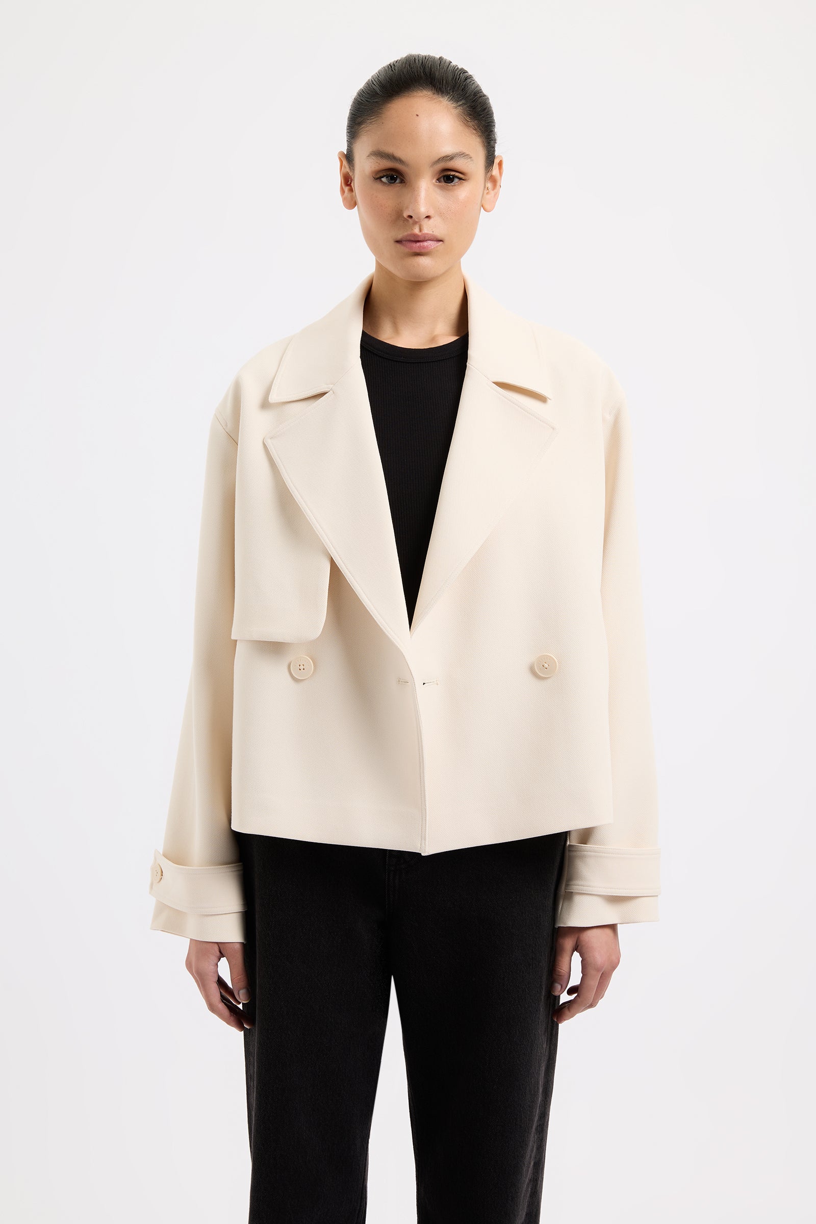 Karson Crop Trench Cream 