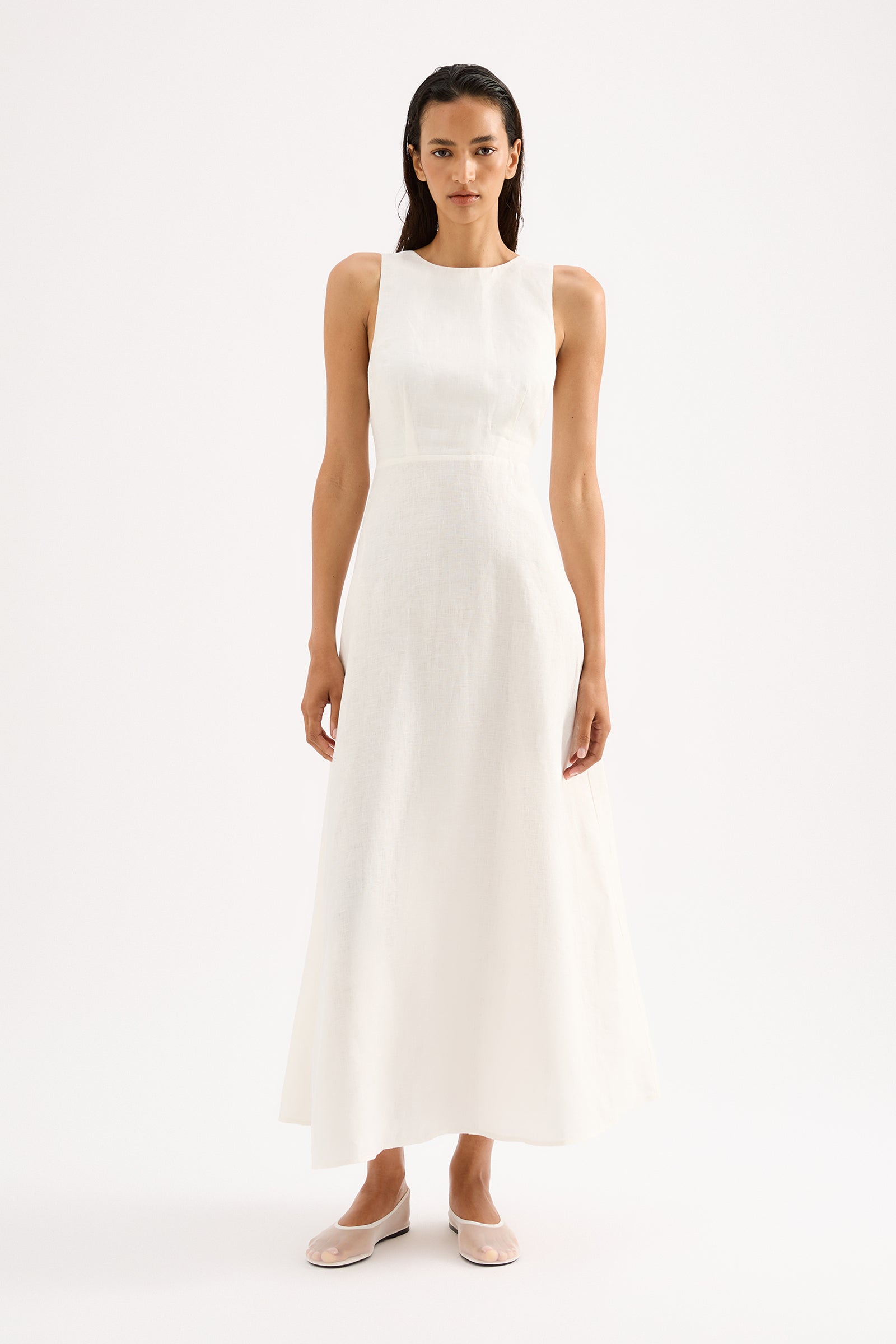 Gael Linen Maxi Dress White 