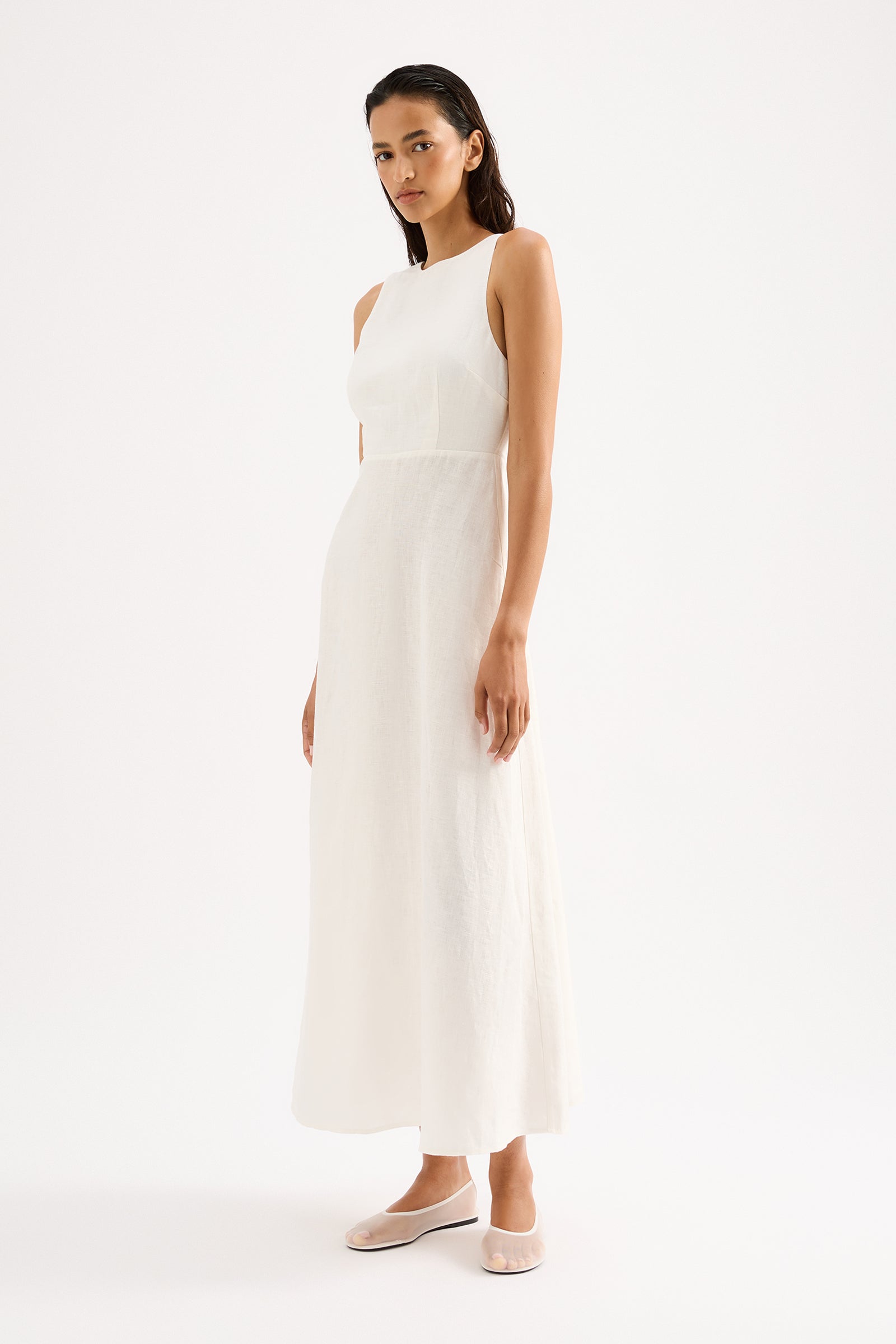 Gael Linen Maxi Dress White 