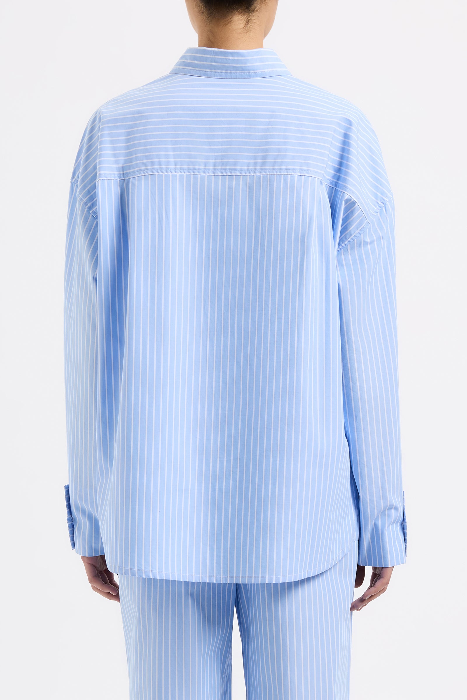 Organic Poplin Shirt Blue Stripe 