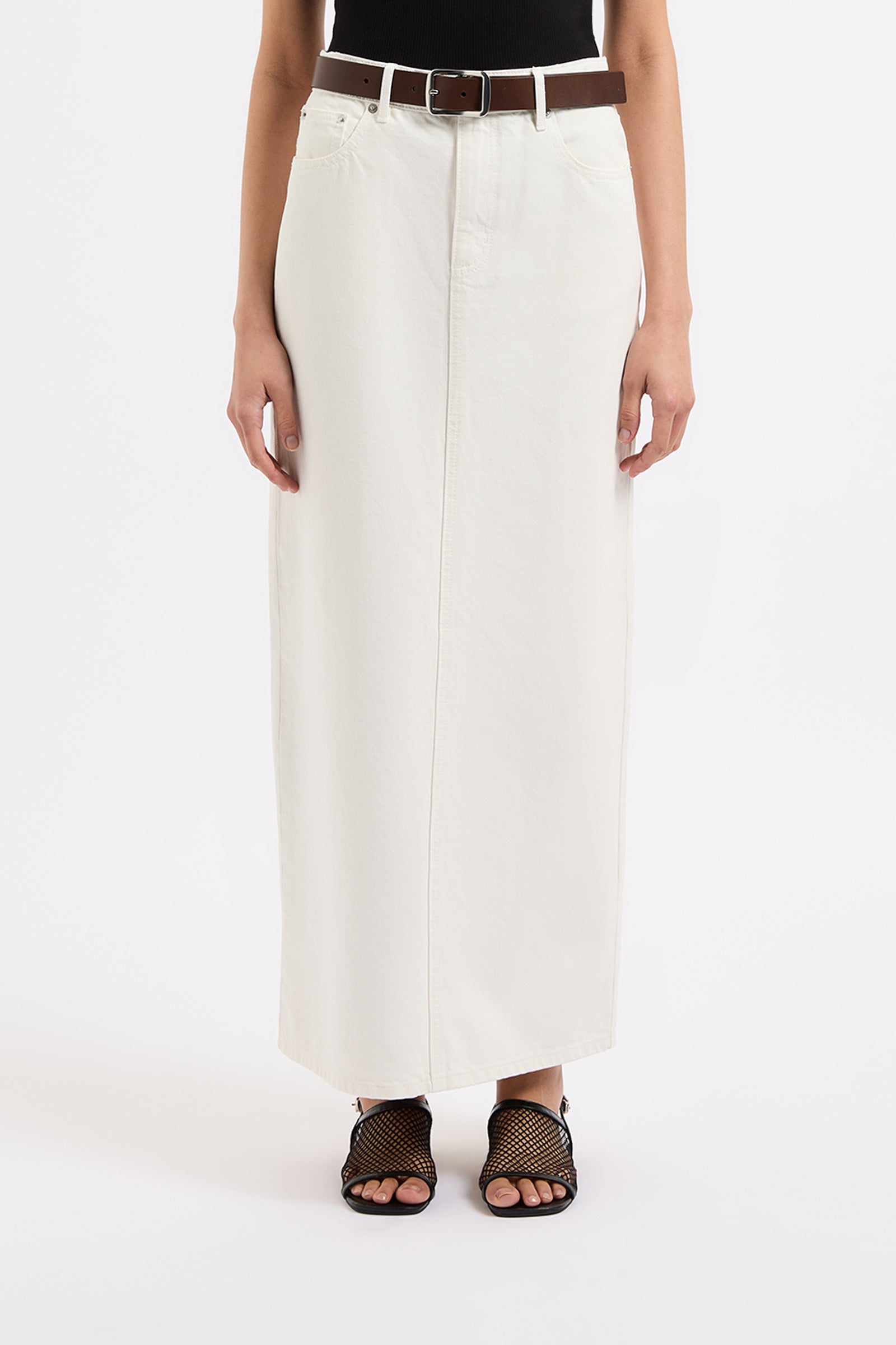 Organic Denim Maxi Skirt Ecru 