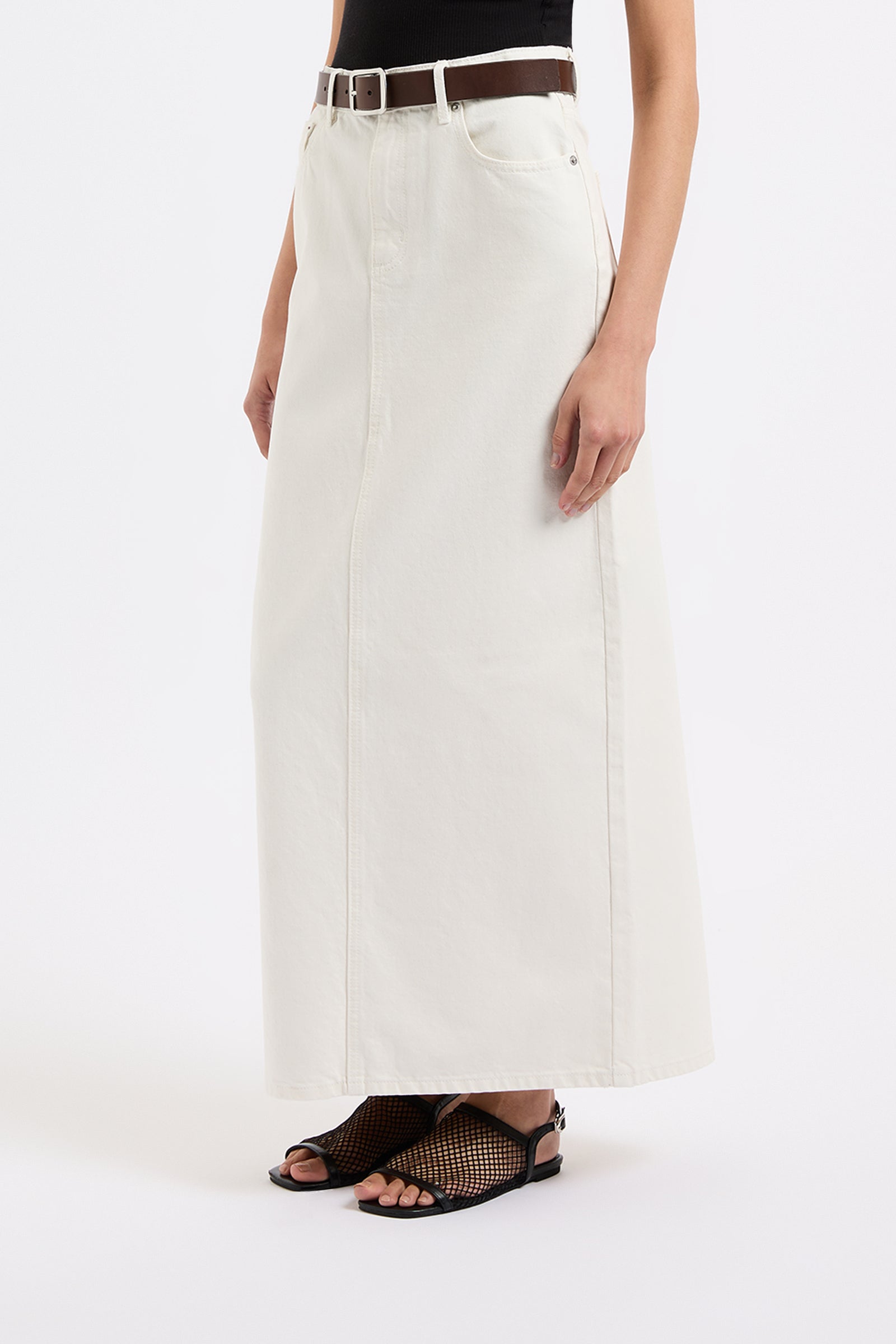 Organic Denim Maxi Skirt Ecru 