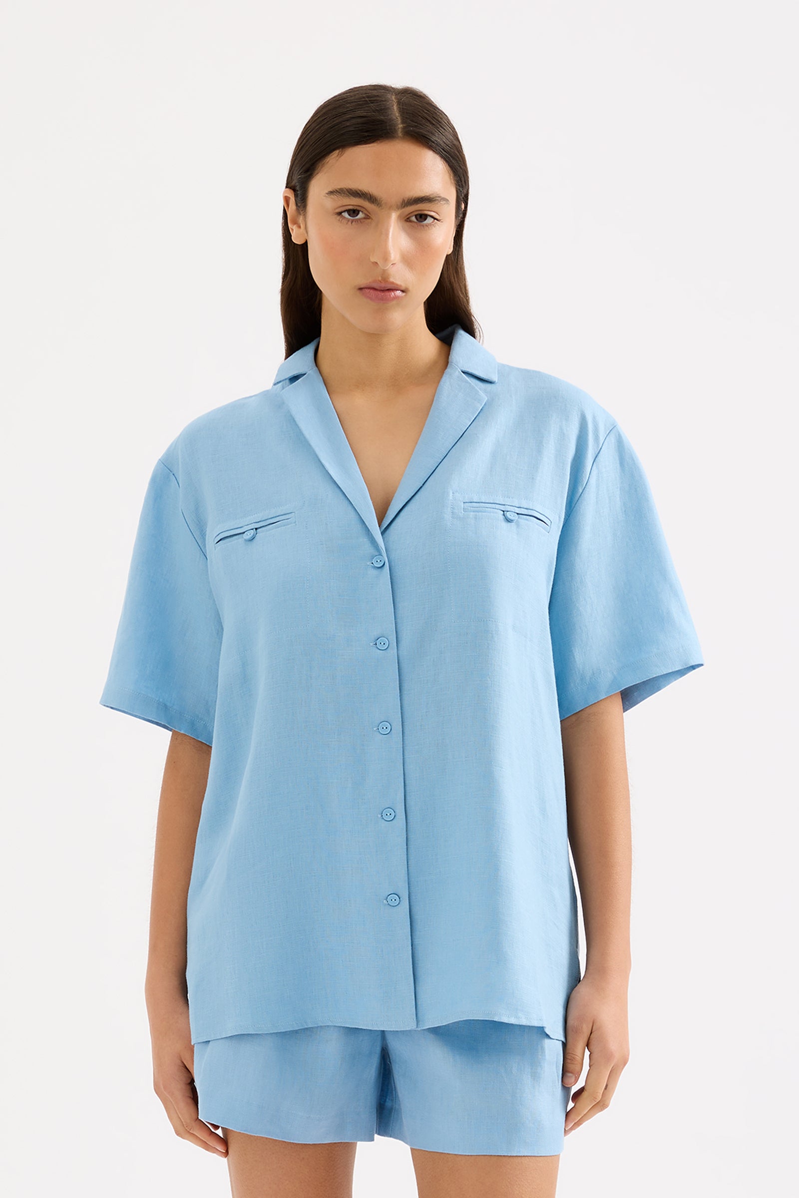 Thilda Linen Shirt Sky 