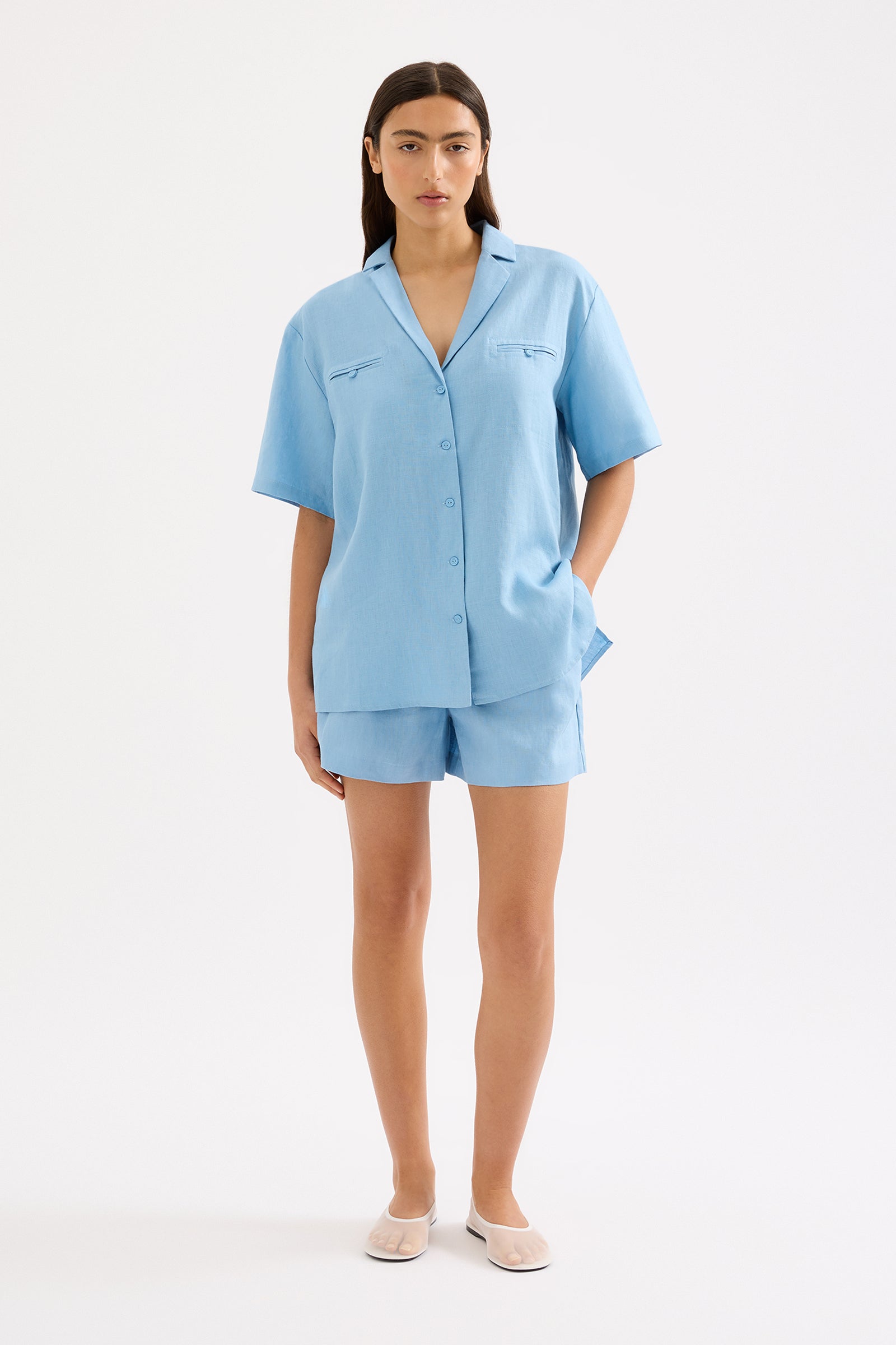 Thilda Linen Shirt Sky 